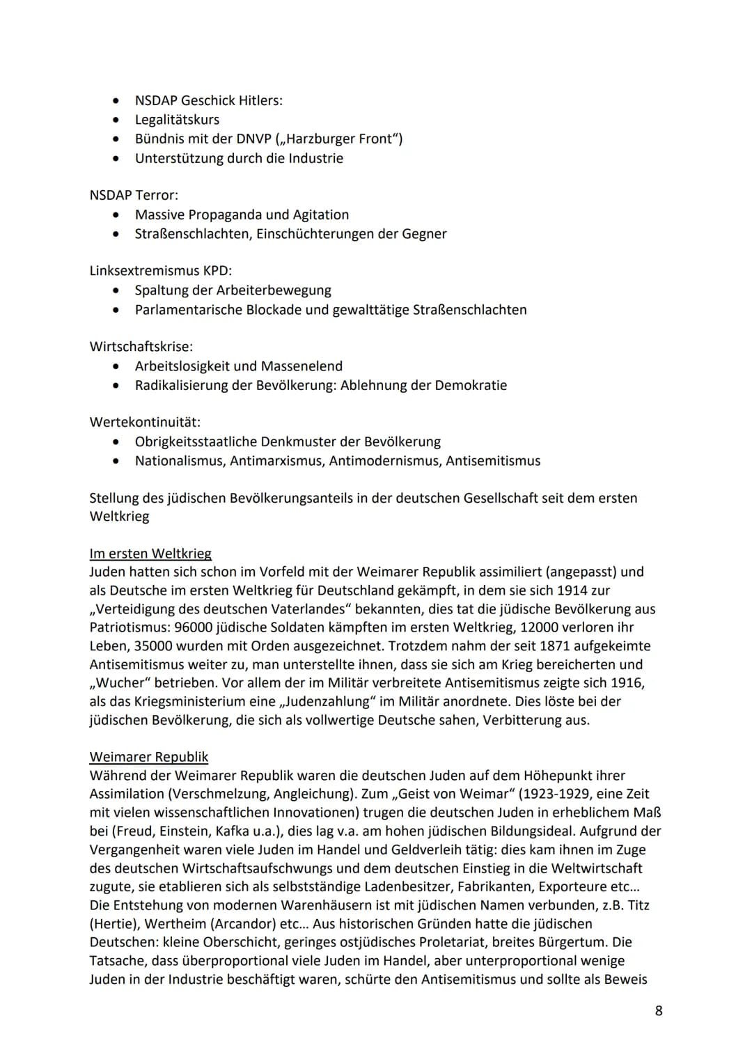 Geschichte Zusammenfassung 11/2 und 12/1
1. Die Weimarer Republik- Demokratie ohne Demokraten
Erster Weltkrieg: 28. Juli. 1914-11. November 