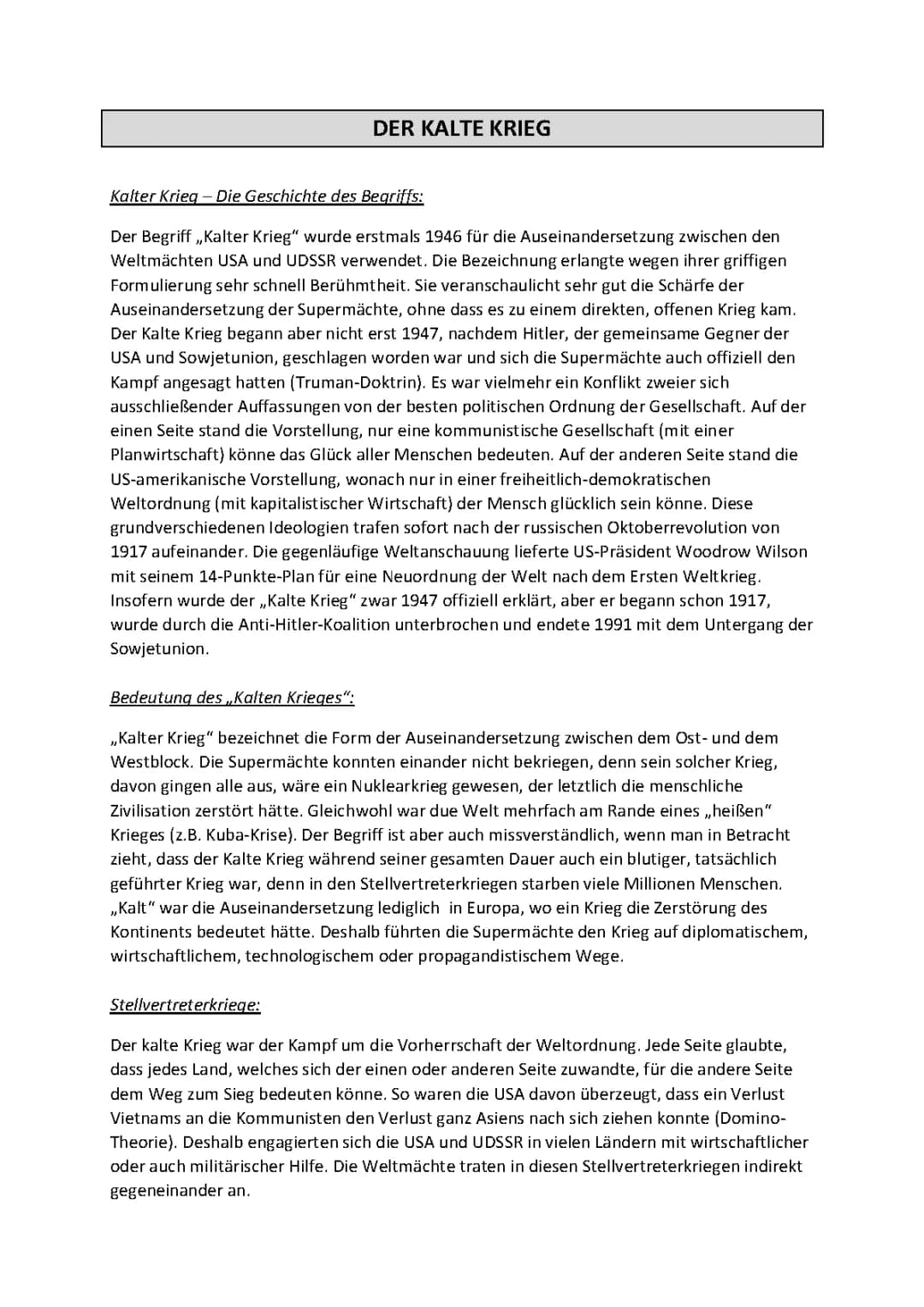 Der Kalte Krieg 1947-1991