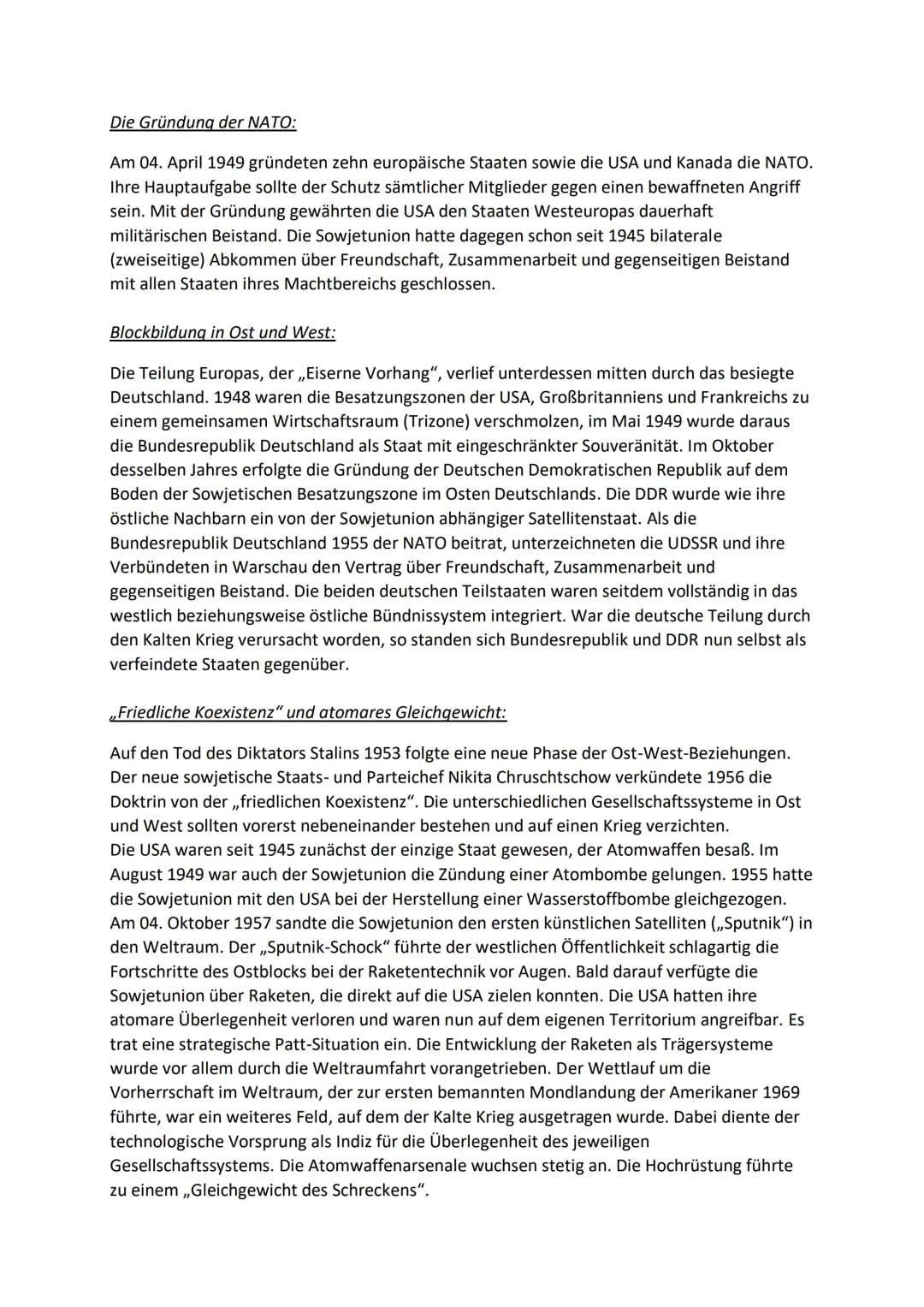 DER KALTE KRIEG
Kalter Krieg - Die Geschichte des Begriffs:
Der Begriff ,,Kalter Krieg" wurde erstmals 1946 für die Auseinandersetzung zwisc