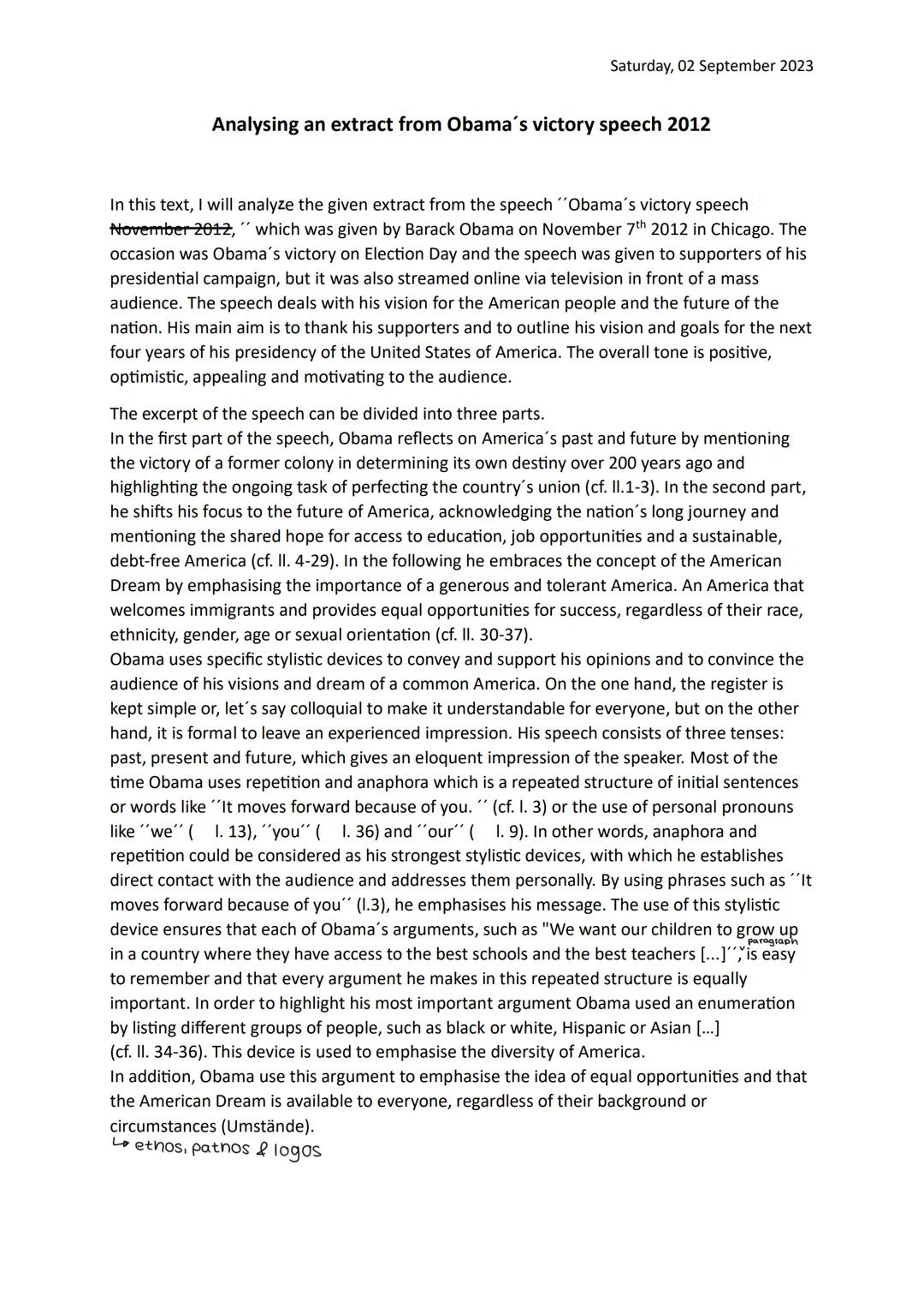 Saturday, 02 September 2023
Analysing an extract from Obama's victory speech 2012
In this text, I will analyze the given extract from the sp