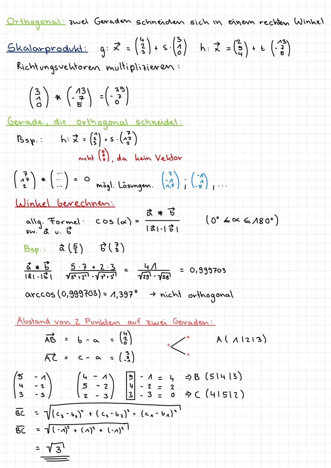 Geraden
Geraden: parameter form: X² = p + r. ū
↳ Stützvektor
p²³: immer ein Ortsvektor
r = 4:
↳ von dem eine weitere Gerade führt
Punkte ein