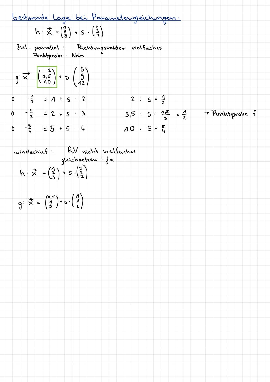 Geraden
Geraden: parameter form: X² = p + r. ū
↳ Stützvektor
p²³: immer ein Ortsvektor
r = 4:
↳ von dem eine weitere Gerade führt
Punkte ein