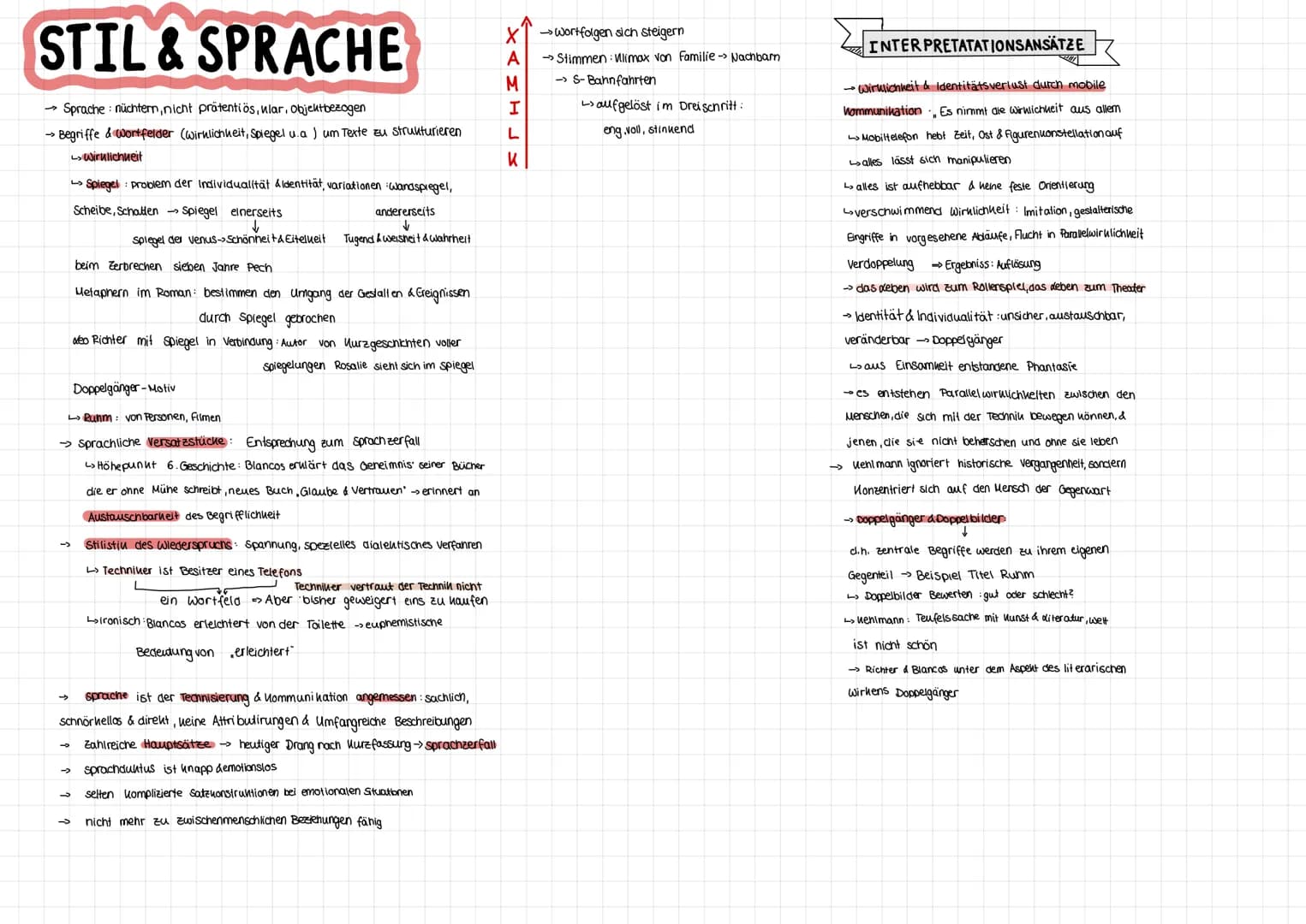 STIL&SPRACHE
Sprache: nüchtern, nicht prätentiös, klar, objektbezogen
→ Begriffe & Wortfelder (Wirklichkeit, Spiegel u.a) um Texte zu strukt