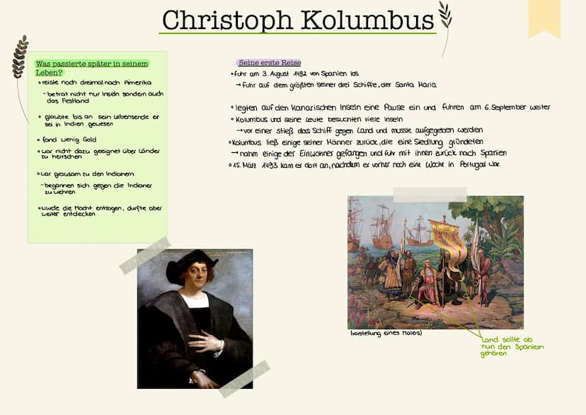 FAKTEN:
italienischer Abenteurer aus
Italien
-1451 in Genua geboren.
sein richtiger Name war Cristoforo
Colombo
entdeckte Amerika basierend 