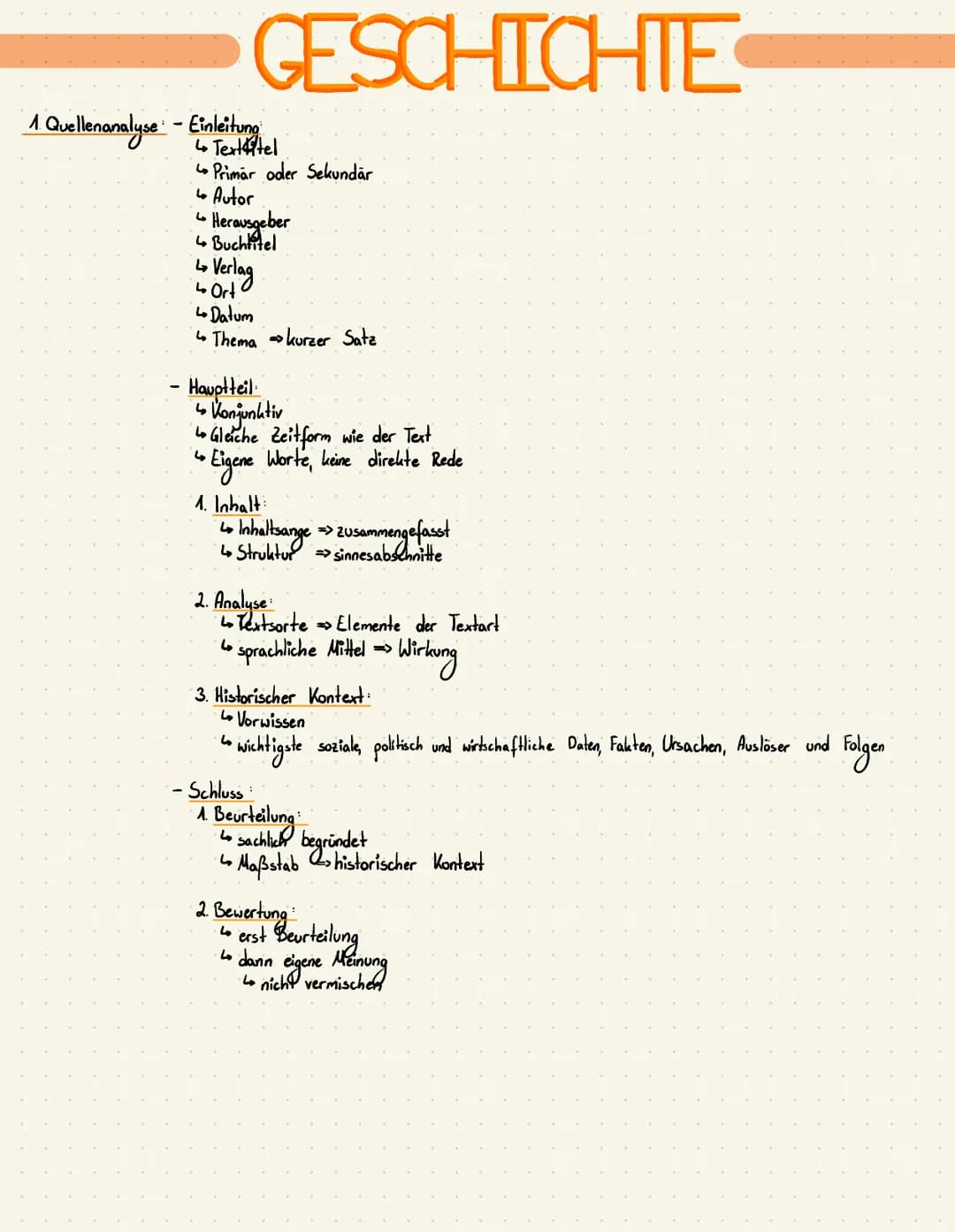 GESCHICHTE
1 Quellenanalyse - Einleitung
4 Textitel
Primar oder Sekundär
↳ Autor
4
•Herausgeber
4 Buchtitel
4₂
↳ Ort
4 Datum
Thema kurzer Sa