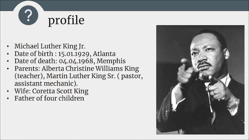 MARTIN LUTHER KING
the man who dreamed and fought for a world where every person has the same rights regardless of skin-colour, race and
rel