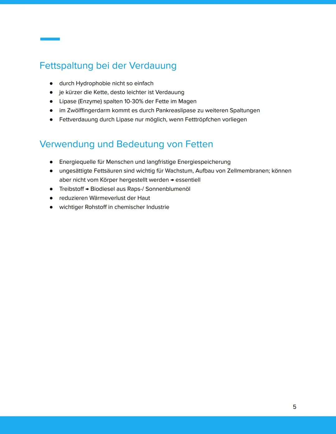 Übersicht
FETTE
Gliederung
1. Allgemeines
2. Herstellung und Bildung
3. Vorkommen und Zusammensetzung natürlicher Fette
4. Struktur (mit Bei