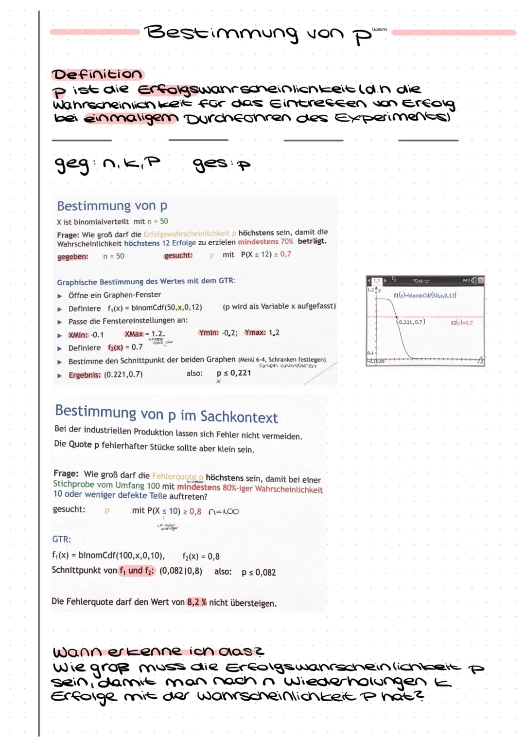 Stochastik
Bernoulli-Experimente
(2) p² . q
BS. Erklärung
C
Wann handelt es sich um ein Bernoulli-Experiment?
Die Wahrscheinlichkeit bleibt 