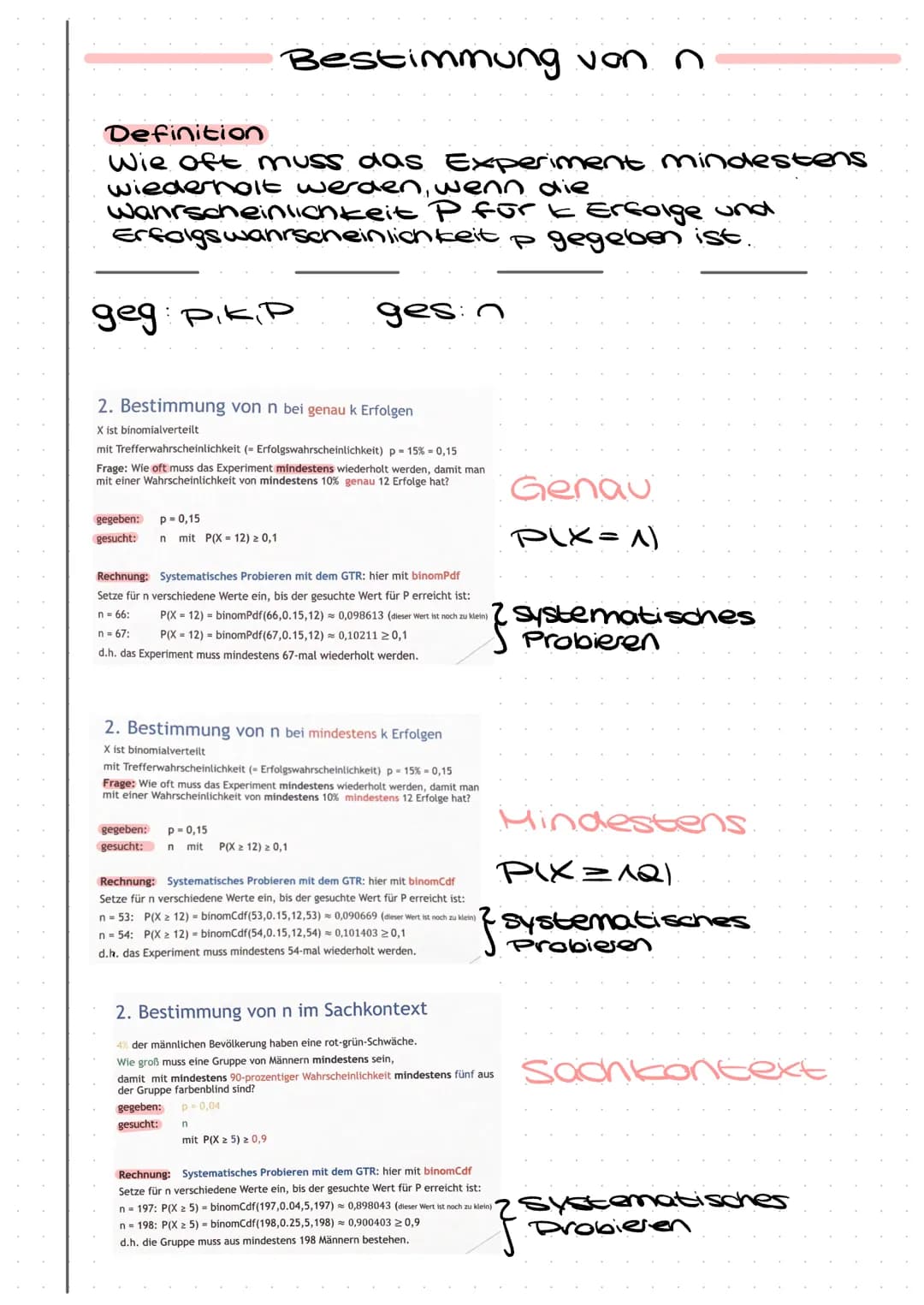 Stochastik
Bernoulli-Experimente
(2) p² . q
BS. Erklärung
C
Wann handelt es sich um ein Bernoulli-Experiment?
Die Wahrscheinlichkeit bleibt 