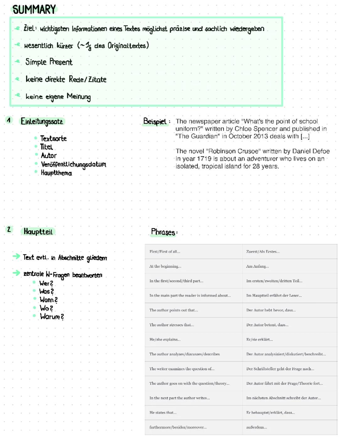 Wie schreibt man eine Inhaltsangabe und Summary: Einfache Beispiele und Übungen für Kinder