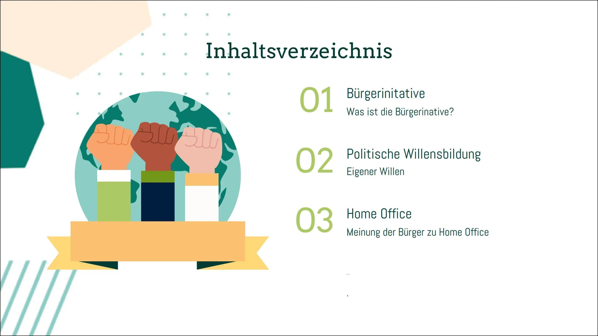 Bürgerinitative
Und ihre Meinung des Home Offices
WIL VIII
Inhaltsverzeichnis
Su Su Su
01 Bürgerinitative
Was ist die Bürgerinative?
Politis