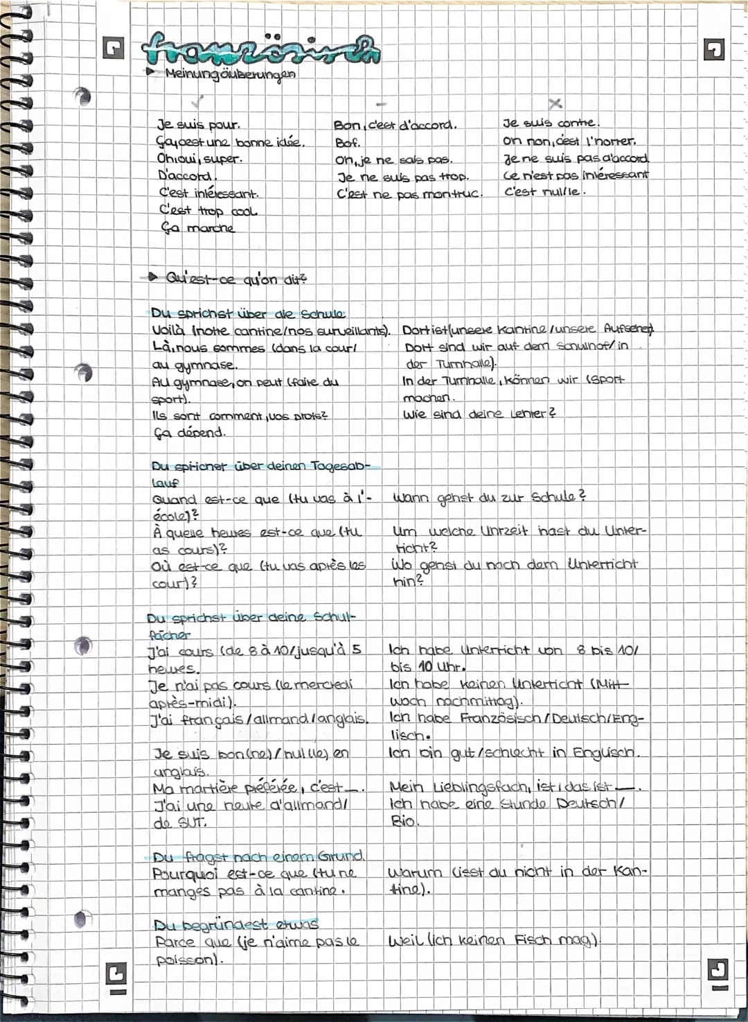„Meinungsäußerungen“ und „Qu‘est ce qu‘on dit?“