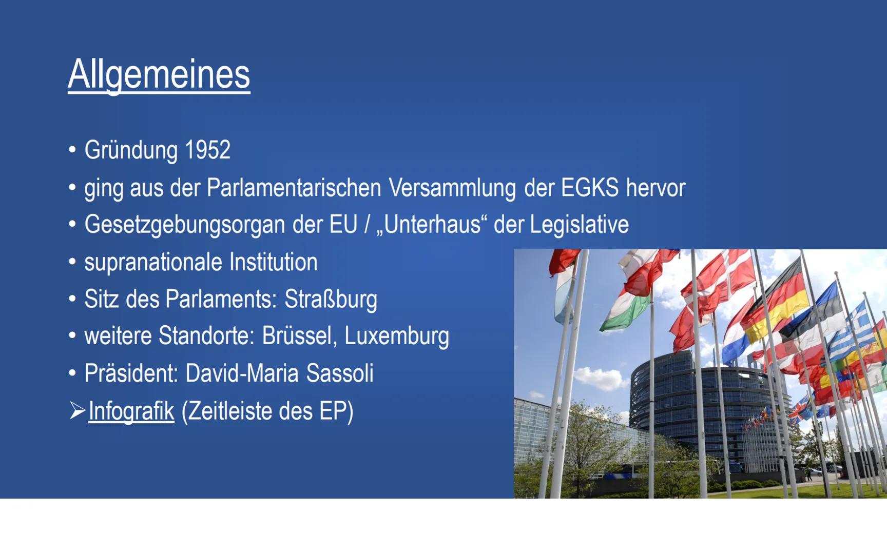 Europäisches Parlament Inhalt
Allgemeines
Geschichte
Zusammensetzung
Wahlen
Aufgaben
Kritik
Quellen
Parlamentum Europaeum Allgemeines
●
●
Gr