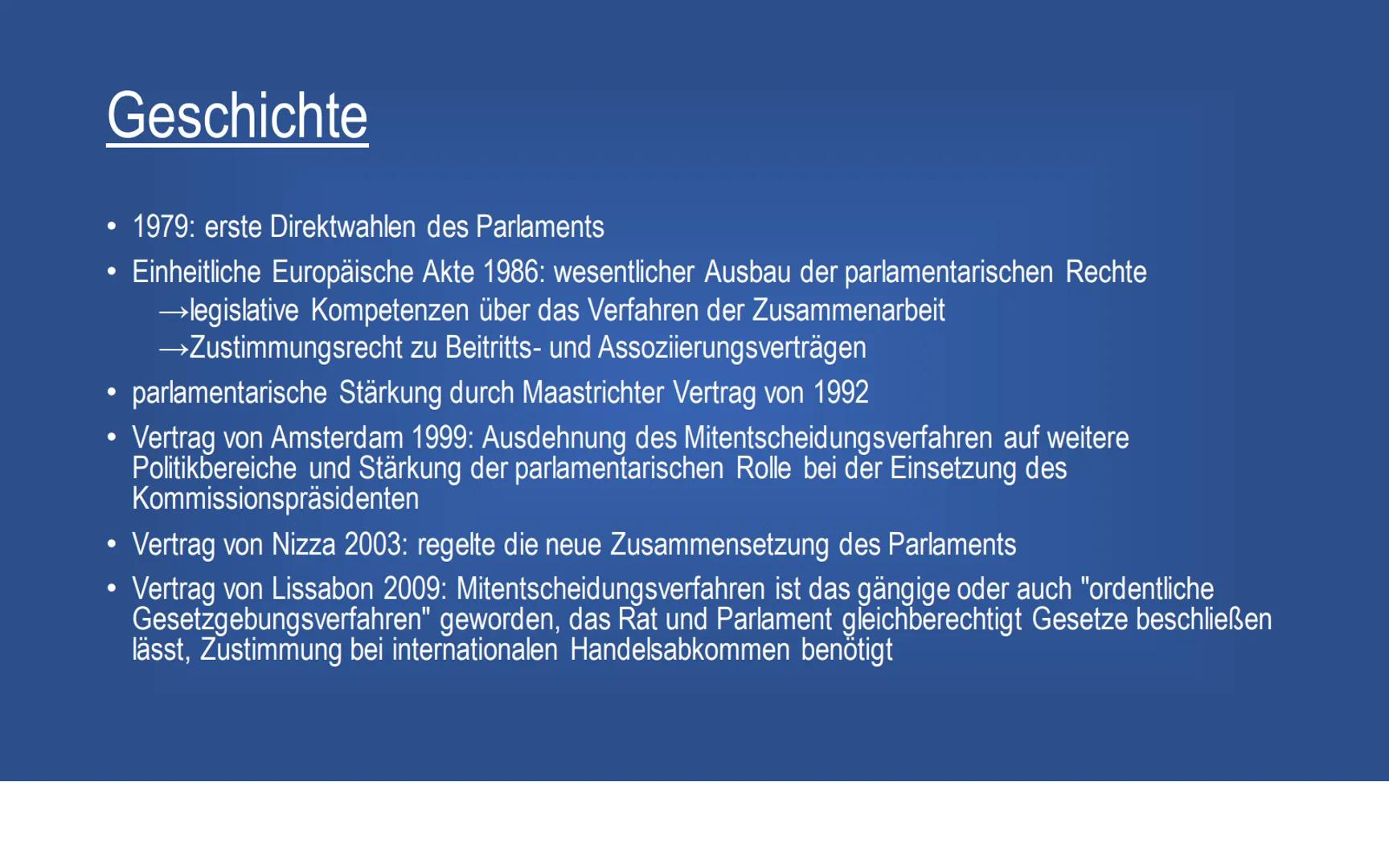 Europäisches Parlament Inhalt
Allgemeines
Geschichte
Zusammensetzung
Wahlen
Aufgaben
Kritik
Quellen
Parlamentum Europaeum Allgemeines
●
●
Gr