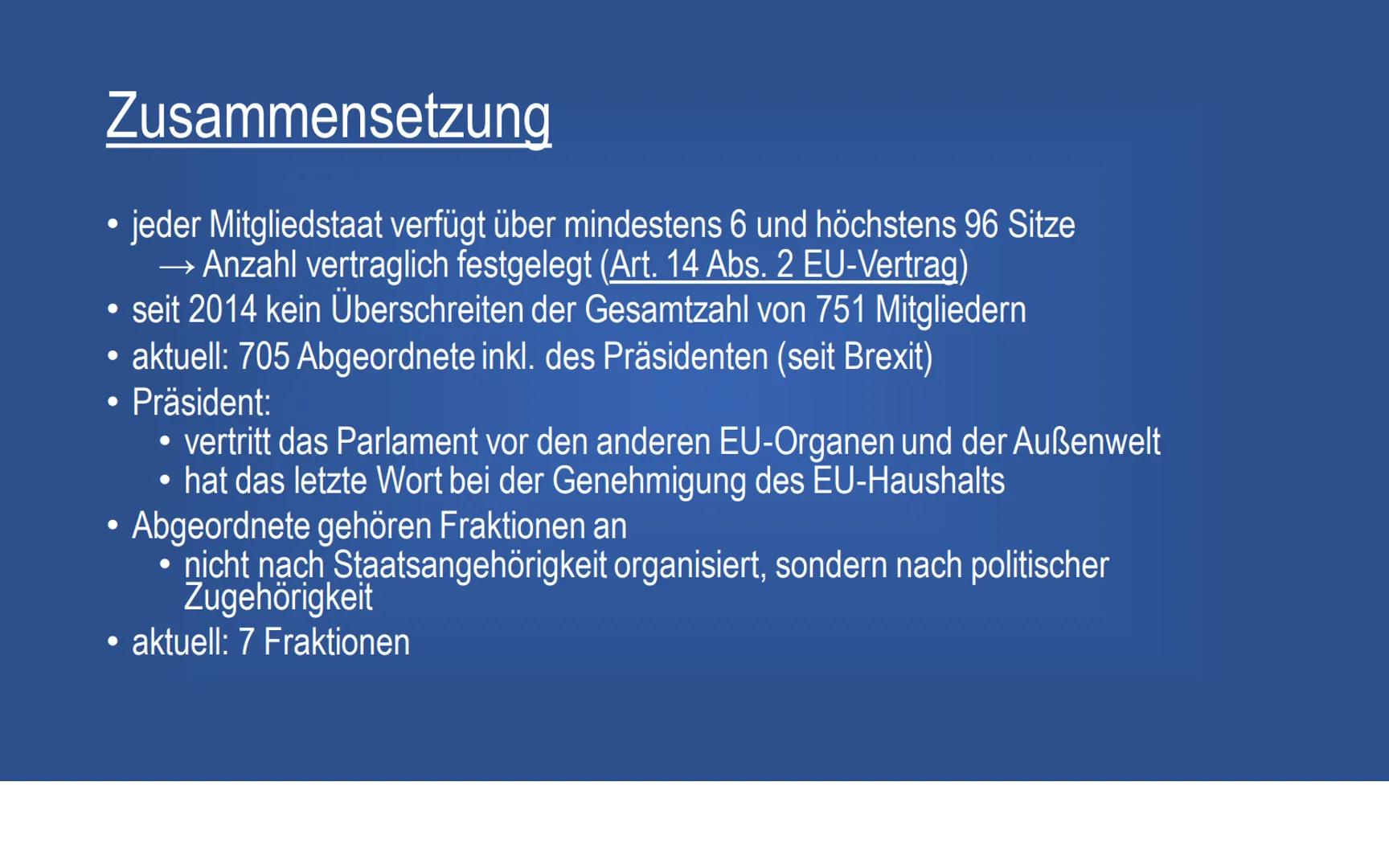 Europäisches Parlament Inhalt
Allgemeines
Geschichte
Zusammensetzung
Wahlen
Aufgaben
Kritik
Quellen
Parlamentum Europaeum Allgemeines
●
●
Gr