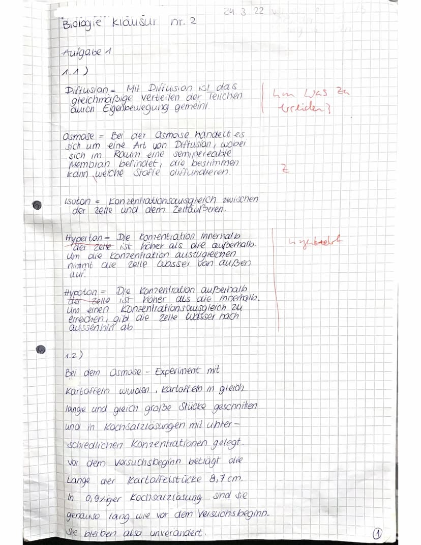 Bio-GK EF 3
Name:
Klausur Nr.2 zum Thema Zellbiologie
Seite 1 von 3
Hinweise:
Lesen Sie die Aufgaben bitte genau durch und beachten Sie die 
