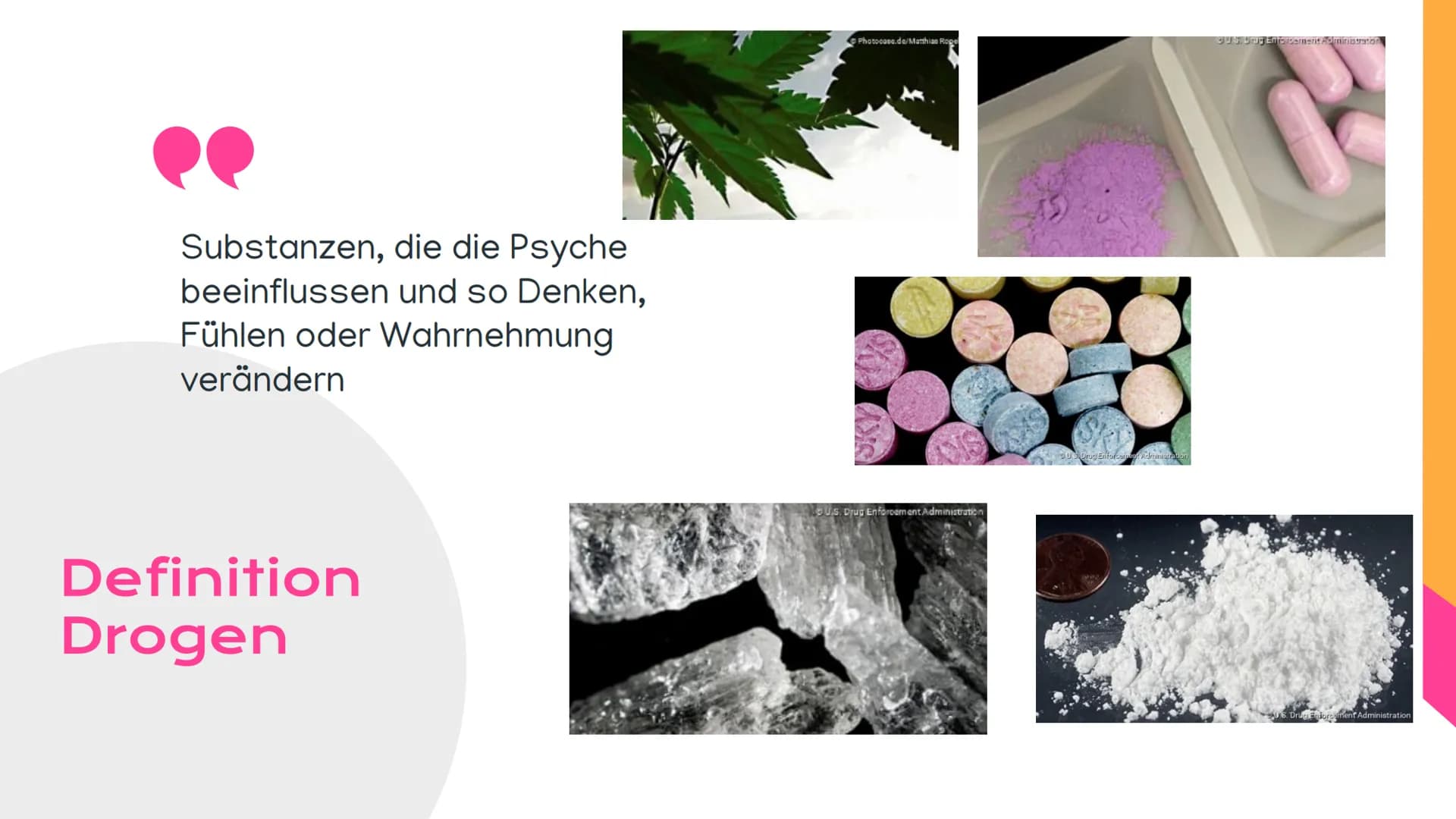 ●
●
●
●
Auswirkungen
von Drogen
Von Frederike und Lina Definition
1 Drogen
2
Beispiele
Was sind
3 Drogen?
Agenda
Legale und
4 illegale Droge