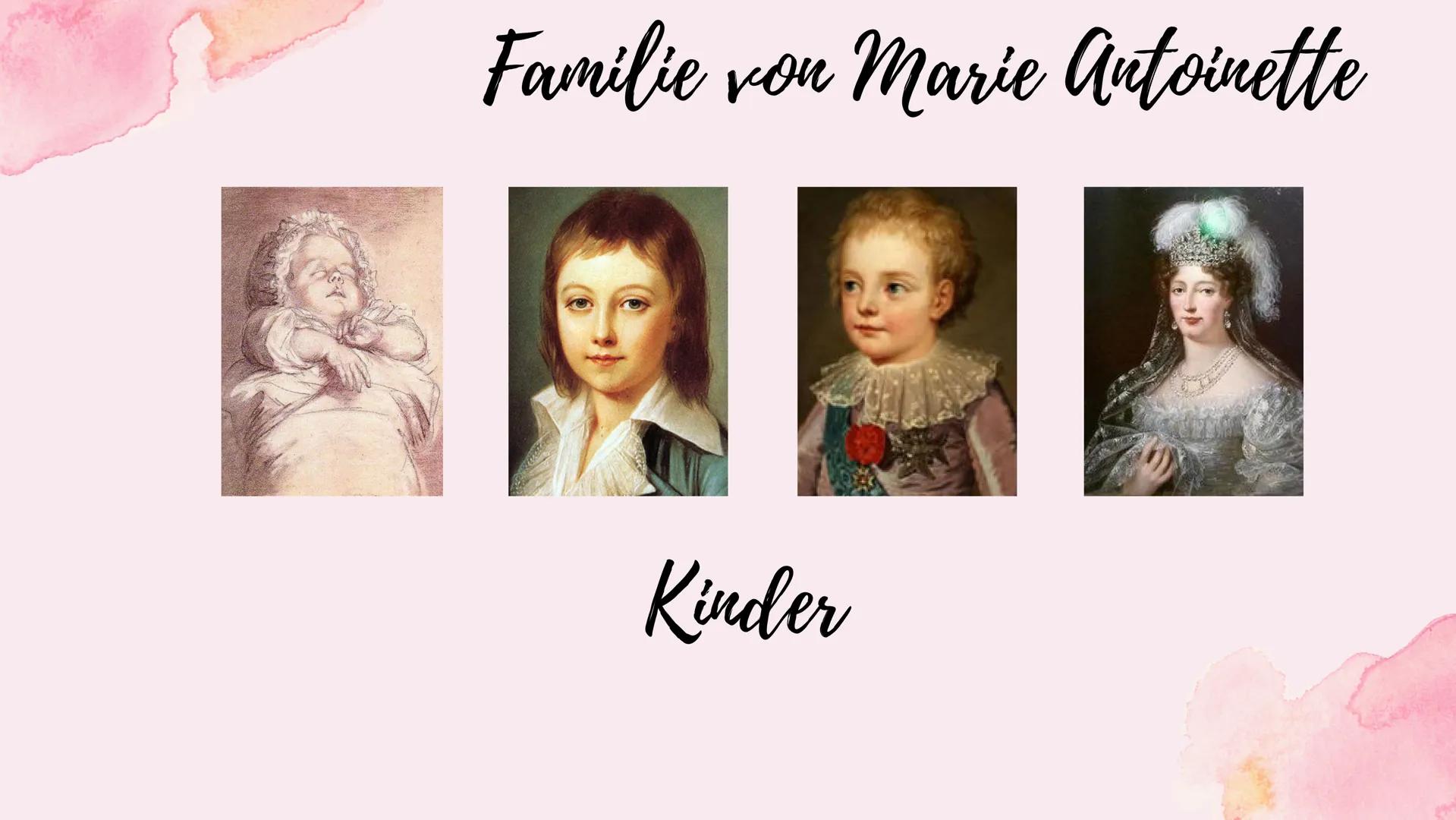 Marie
Antoinette Themenfragen
1.) Wer ist die Familie von Marie Antoinette ?
2.) Wie verlief ihre Kindheit und Jugend ?
3.) Marie Antoinette