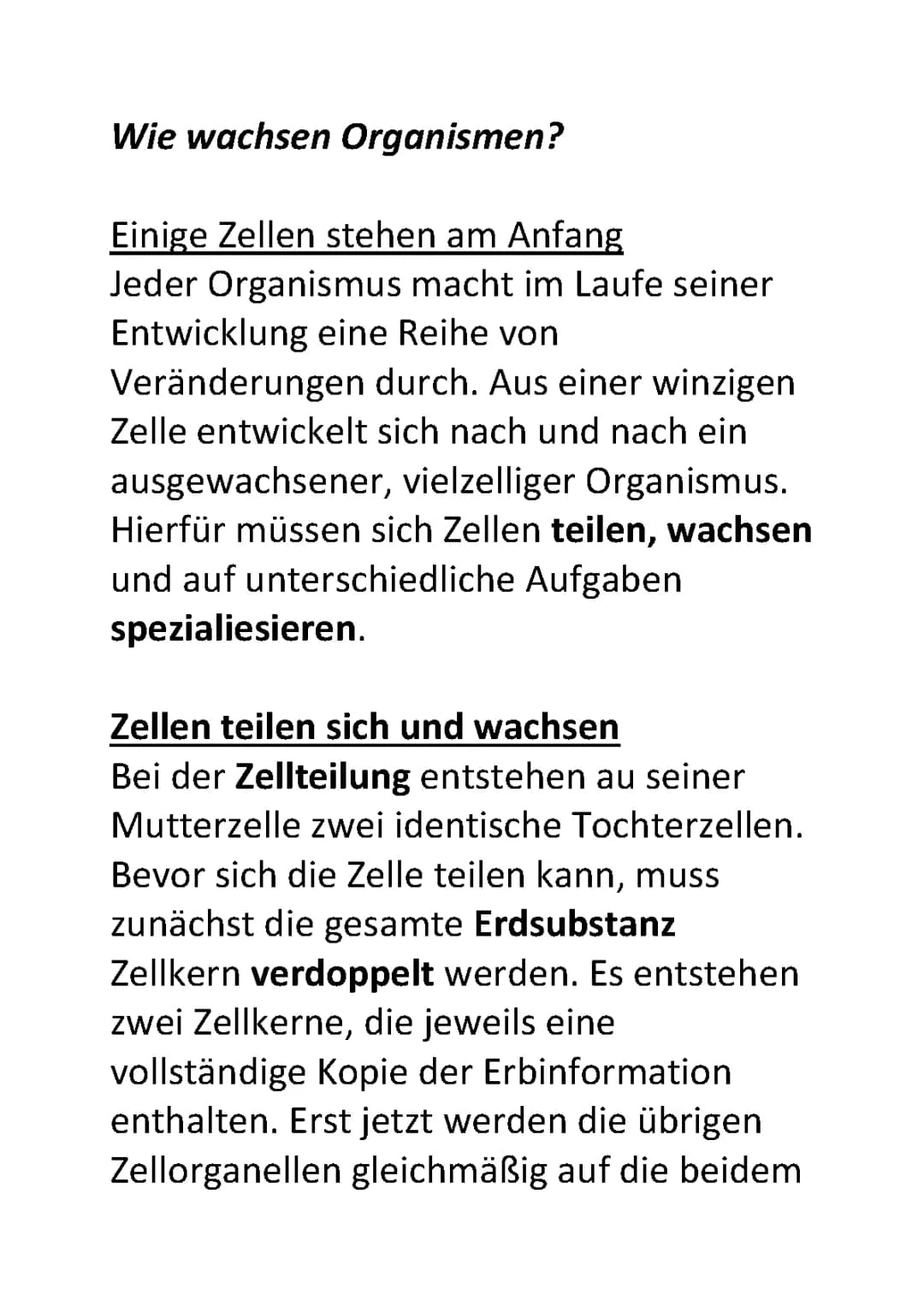 Wie wachsen Organismen ?