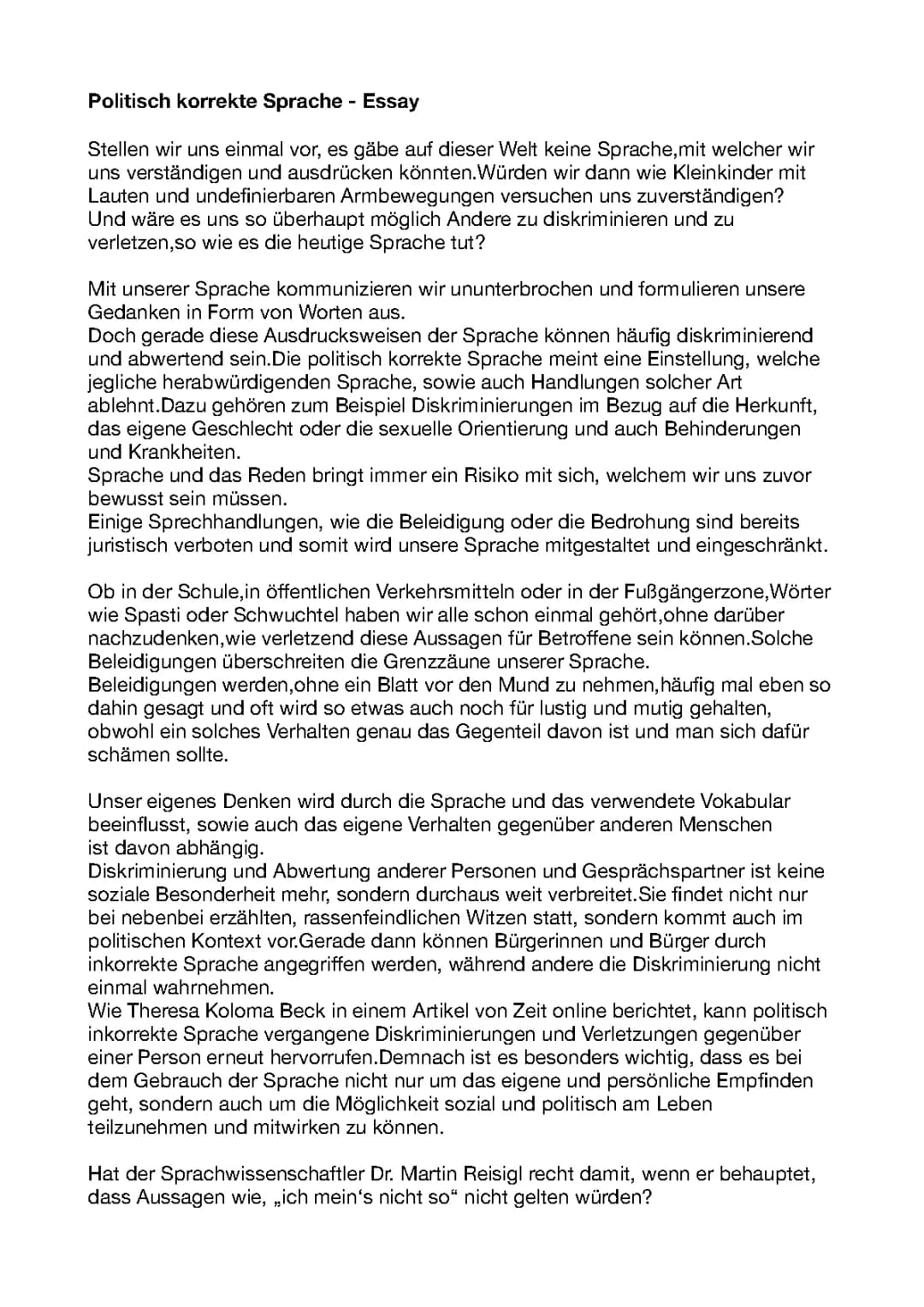 Materialgestütztes Schreiben - Essay