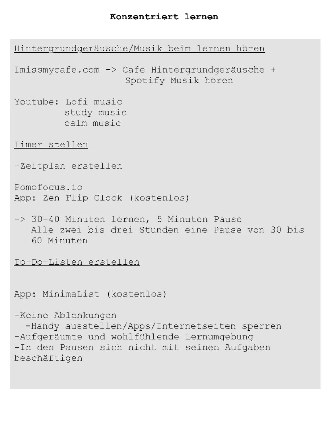Konzentriert lernen