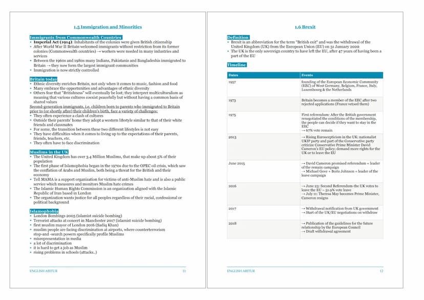 ENGLISH ABITUR
Ena Kovacevic
ENGLISH ABITUR
THE UNITED KINGDOM
1.1 Britishness and national identity
1.2 the Political System of Britain
1.3