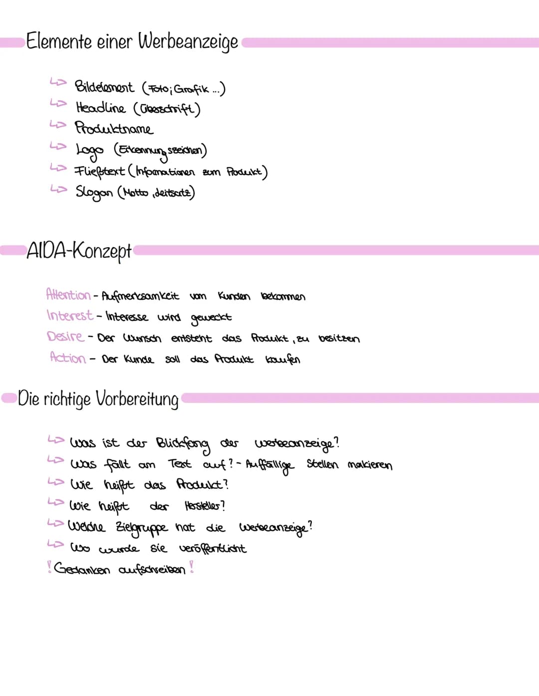 Aufbau einer Werbeanalyse
Einleitung: Dass wird alles genannt...
Produkt
Hersteller
Art der Veröffentlichung (Zeitung: Internet....)
Ziel de