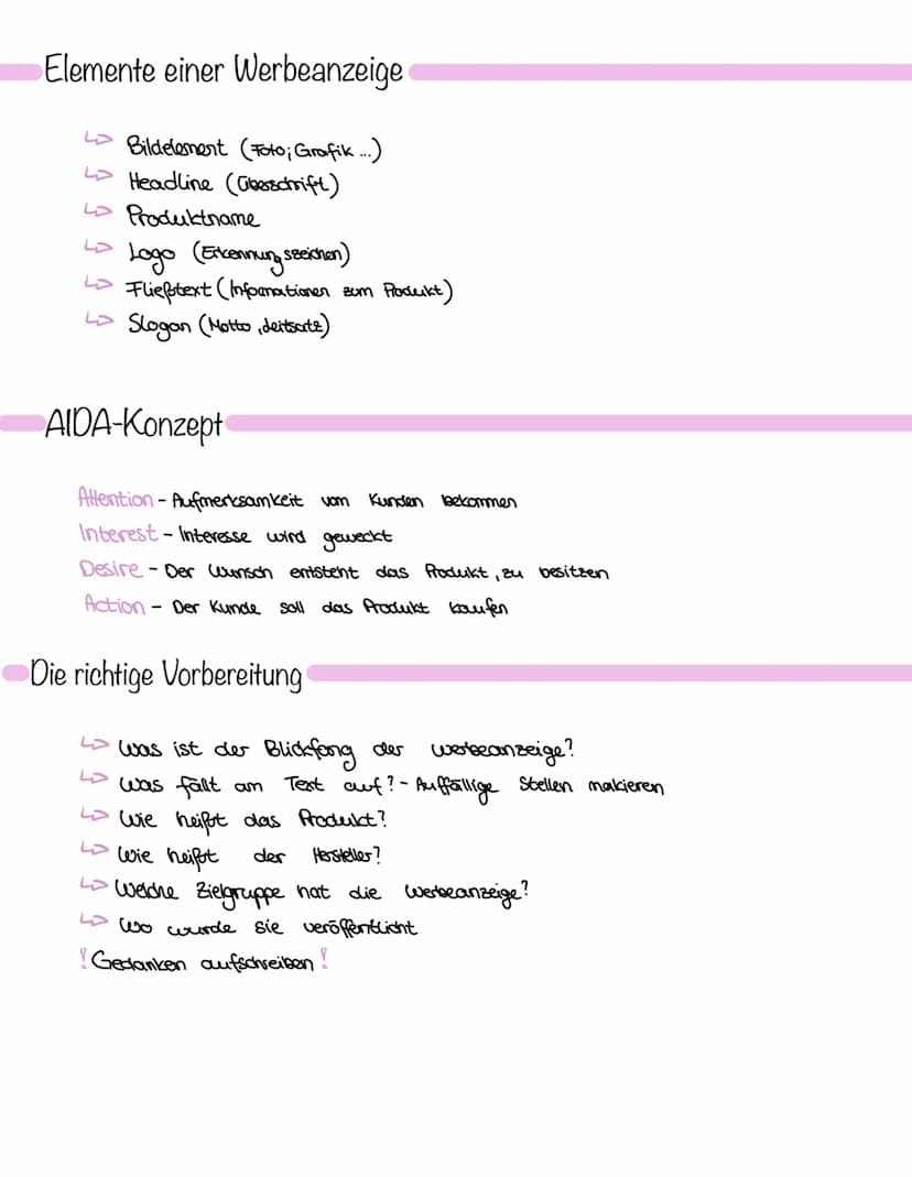 Aufbau einer Werbeanalyse
Einleitung: Dass wird alles genannt...
Produkt
Hersteller
Art der Veröffentlichung (Zeitung: Internet....)
Ziel de