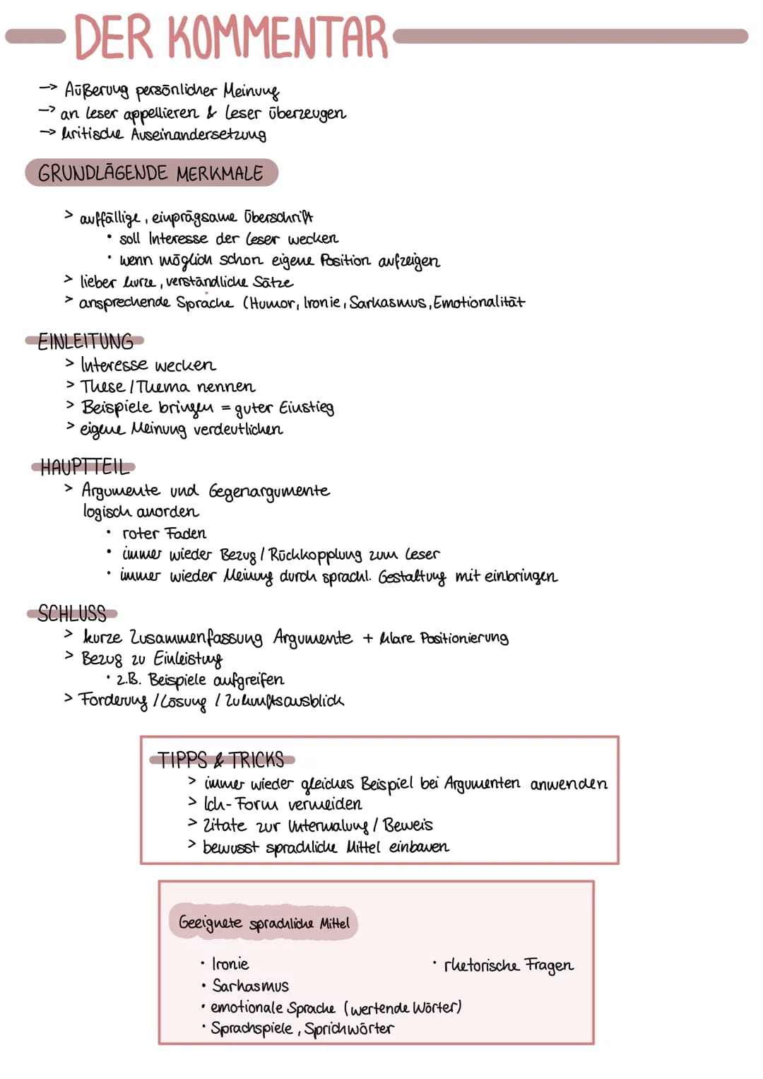 DER KOMMENTAR
Außeruug persönlicher Meinung
an leser appellieren & leser überzeugen
hritische Auseinandersetzung
GRUNDLAGENDE MERKMALE
auffä