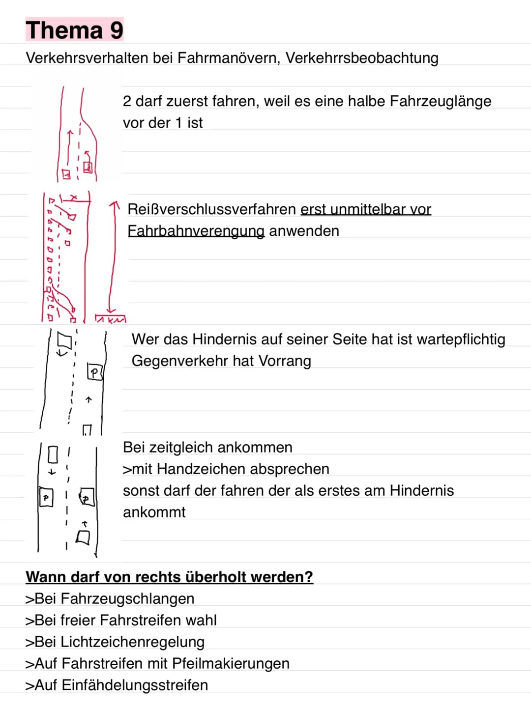 Thema 9
Verkehrsverhalten bei Fahrmanövern, Verkehrrsbeobachtung
0›
↑
♫♫
и ка
2 darf zuerst fahren, weil es eine halbe Fahrzeuglänge
vor der