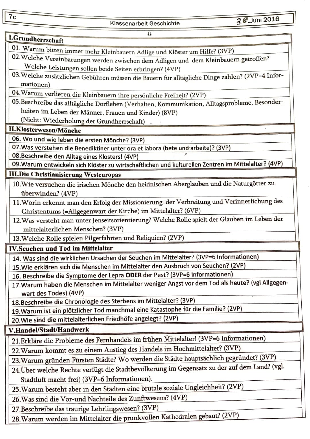Grundherrschaft und mittelalterliche Themen für die Klasse 7
