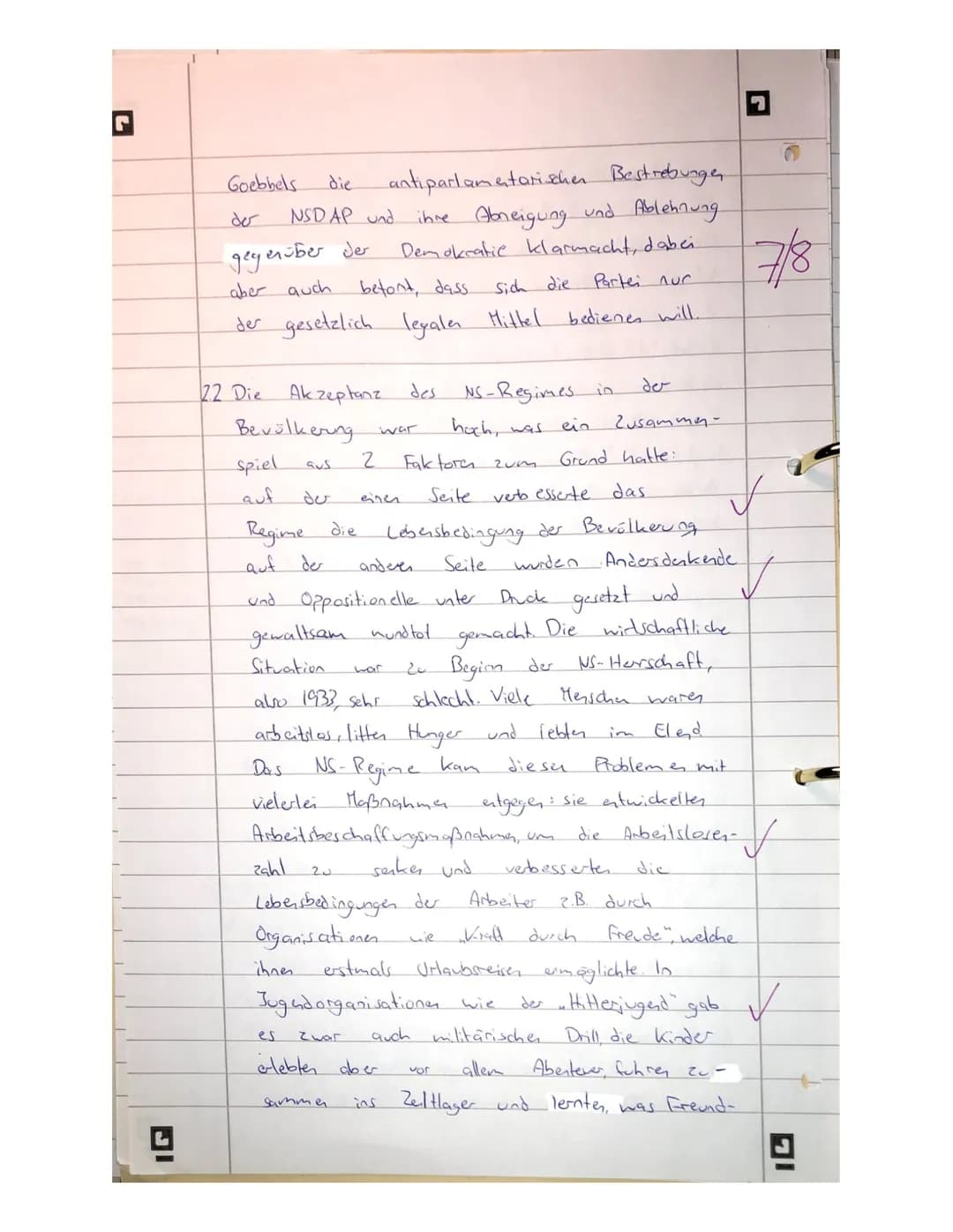 JIA
1. Skizzieren sie die
wirtschaftliche und innenpolitische
Situation in der Endphase der
Weimarer Republik.
2.1 Quellenarbeit, Rede von
G
