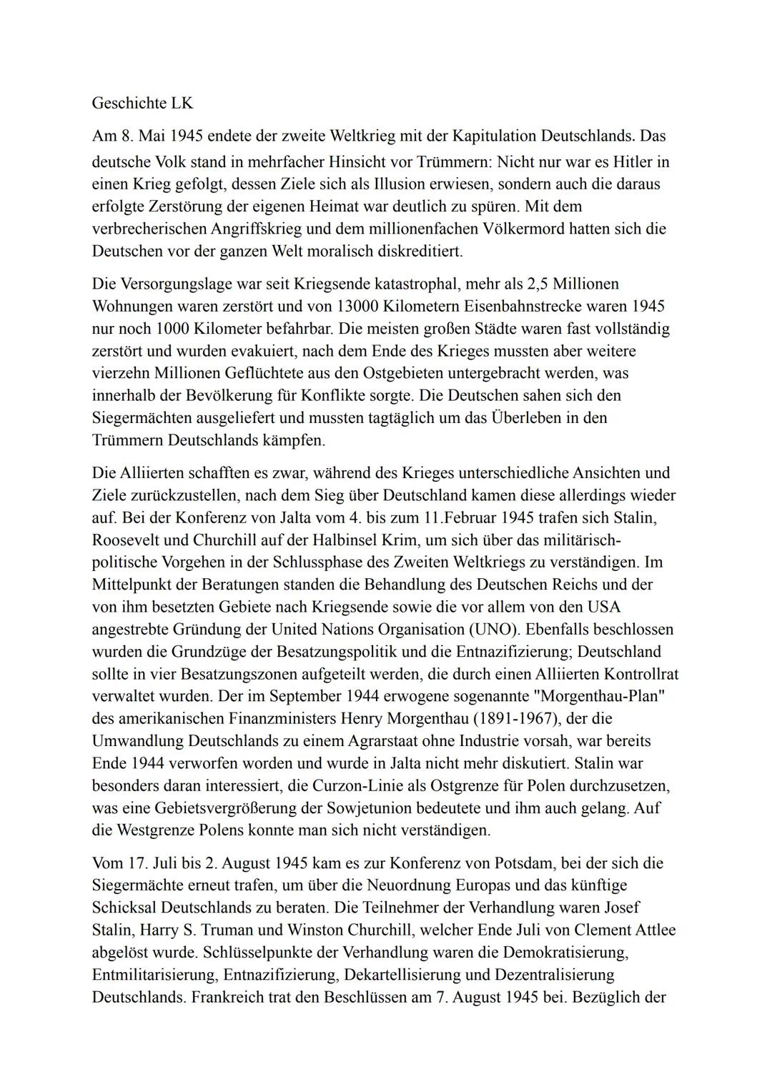 # Geschichte LK

Am 8. Mai 1945 endete der zweite Weltkrieg mit der Kapitulation Deutschlands. Das
deutsche Volk stand in mehrfacher Hinsich