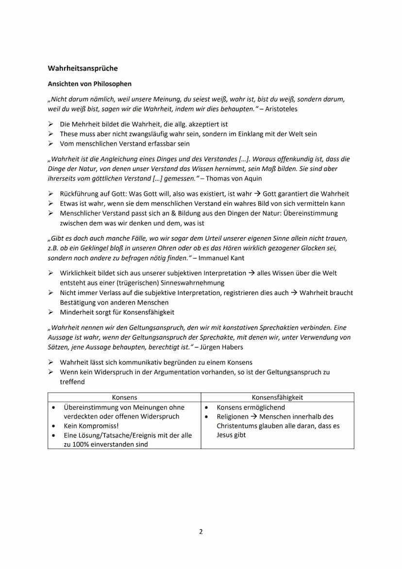 Themen
1. Wahrheitsansprüche
1.1. Ansichten von Philosophen
WERTE UND NORMEN
1.2. Objektivität, Subjektivität und Intersubjektivität
1.3. Im