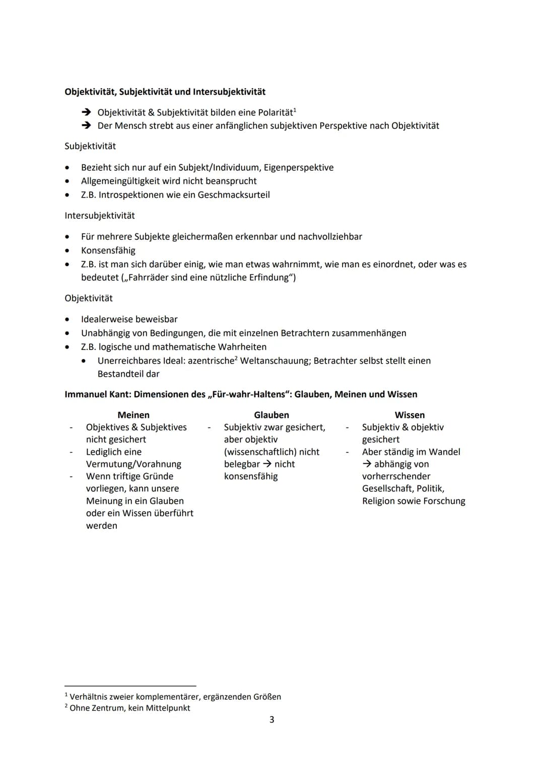 Themen
1. Wahrheitsansprüche
1.1. Ansichten von Philosophen
WERTE UND NORMEN
1.2. Objektivität, Subjektivität und Intersubjektivität
1.3. Im