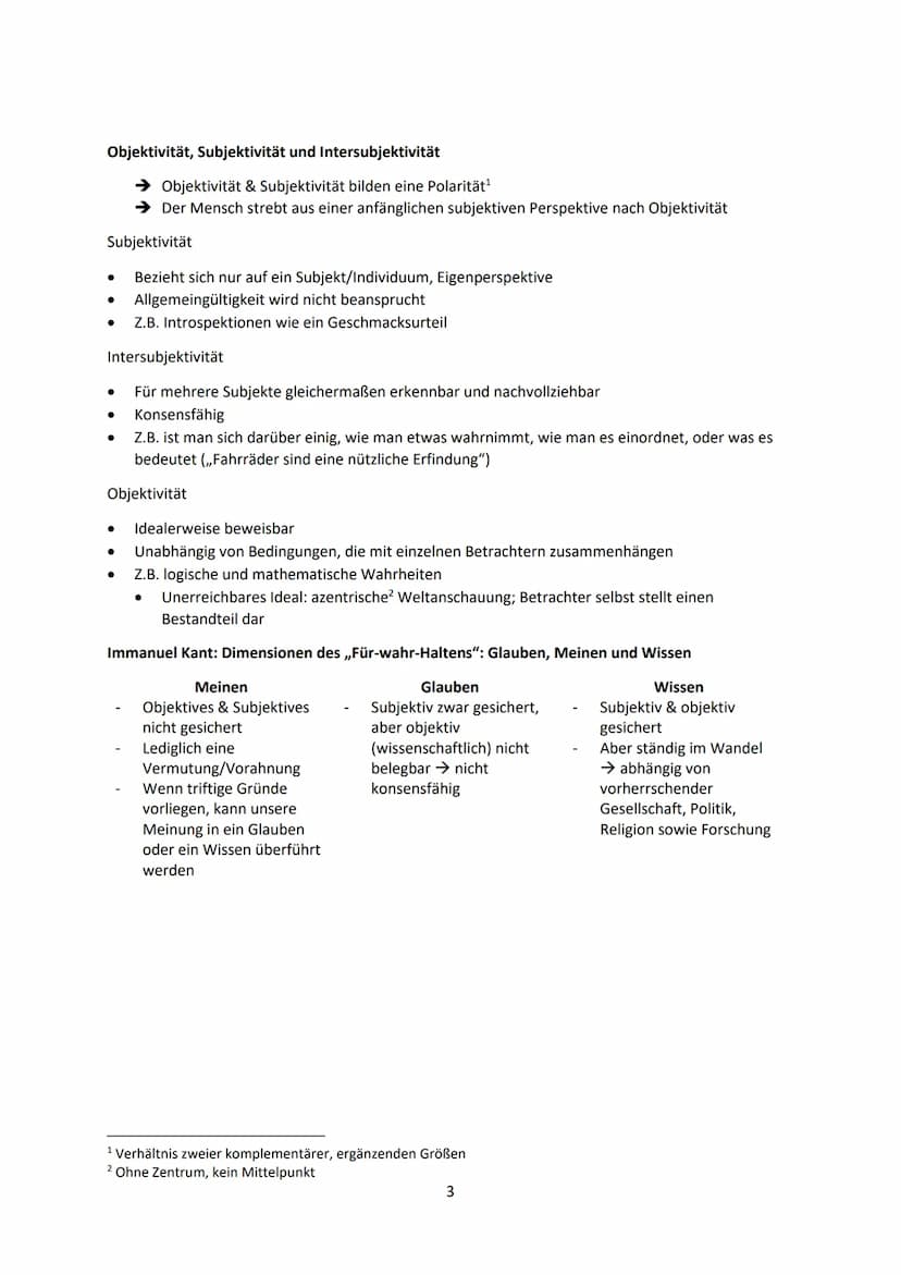 Themen
1. Wahrheitsansprüche
1.1. Ansichten von Philosophen
WERTE UND NORMEN
1.2. Objektivität, Subjektivität und Intersubjektivität
1.3. Im