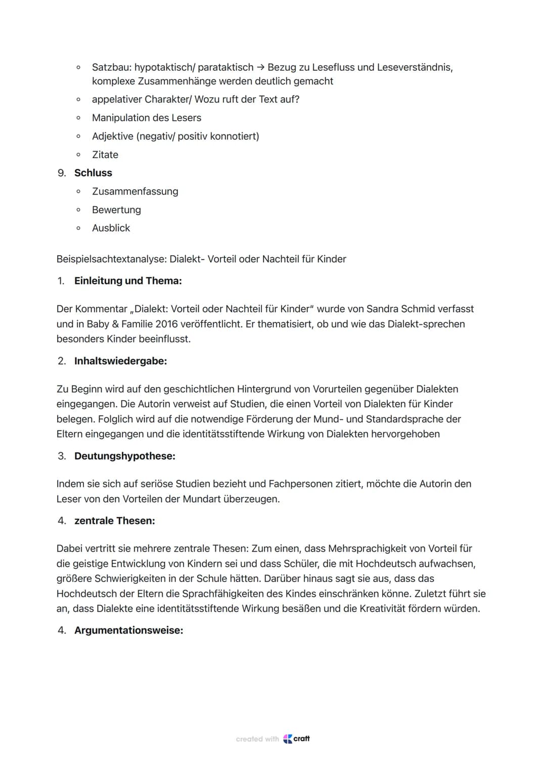 SACHTEXTANALYSE
Grundlegender Aufbau:
1. Einleitung
O Textart, Titel, Autor
2. Thema
0
3. Kurze Inhaltswiedergabe
4. Deutungshypothese
O
O
5