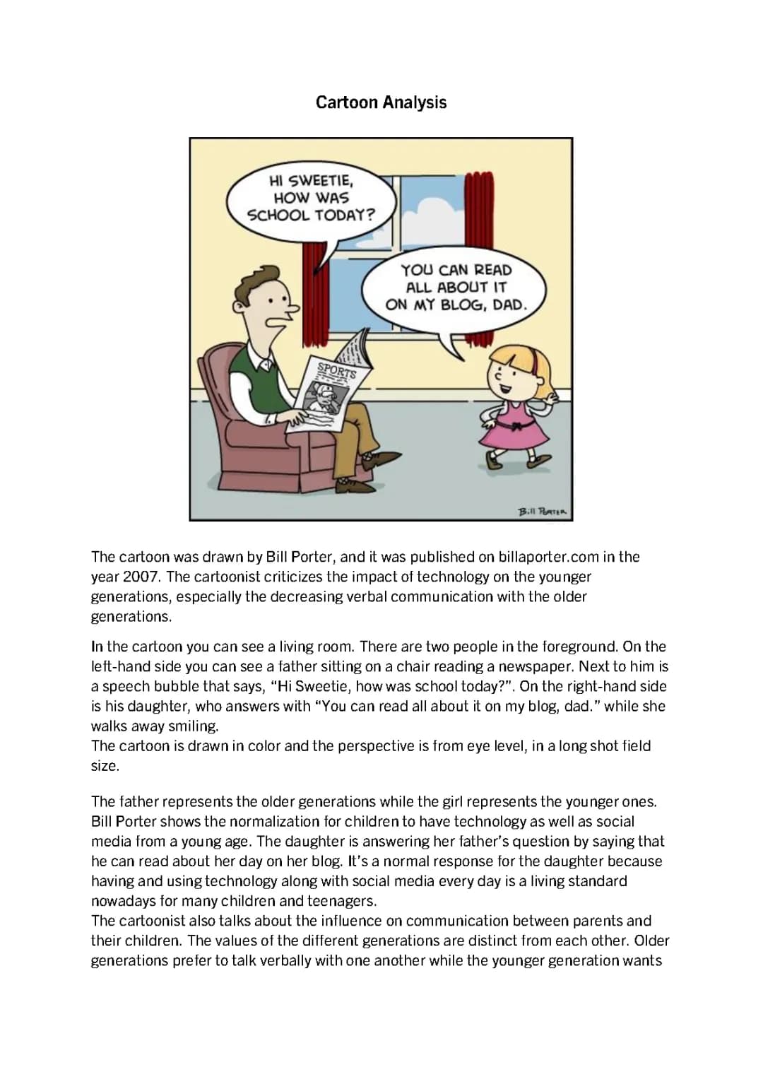 Cartoonanalyse - Bill Porter
