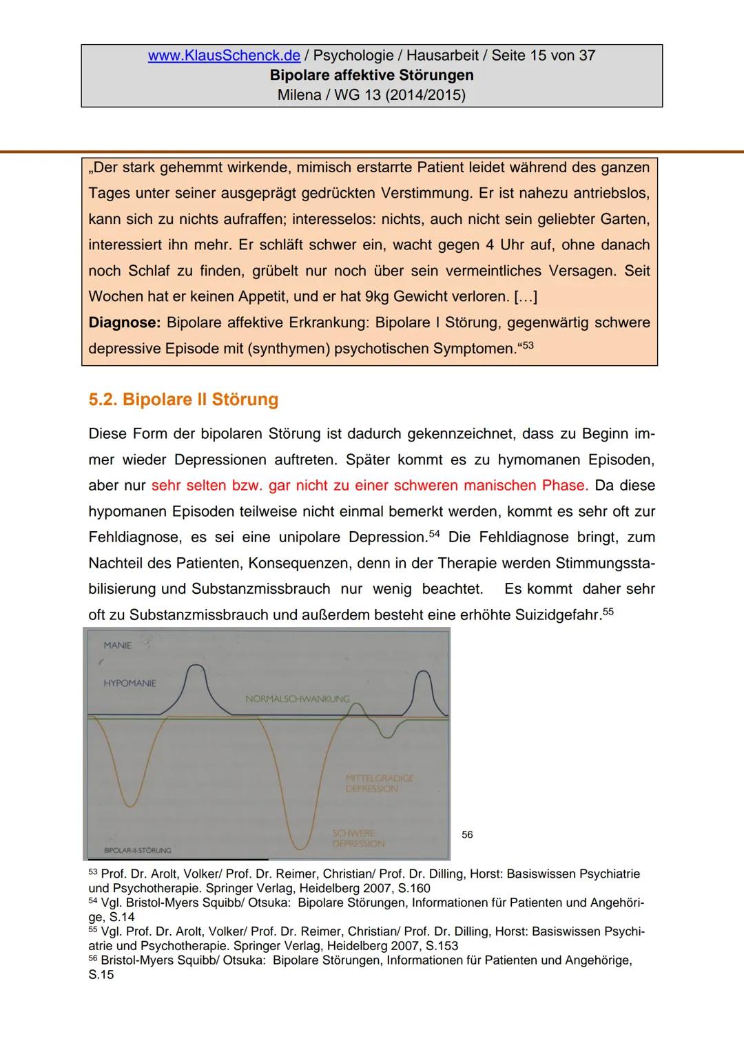 Verfasserin:
Fach:
Lehrer:
BIPOLARE AFFEKTIVE STÖRUNGEN
Milena
Psychologie
Oberstudienrat Klaus Schenck
Abgabetermin: 05.11.2014 Verfasserin