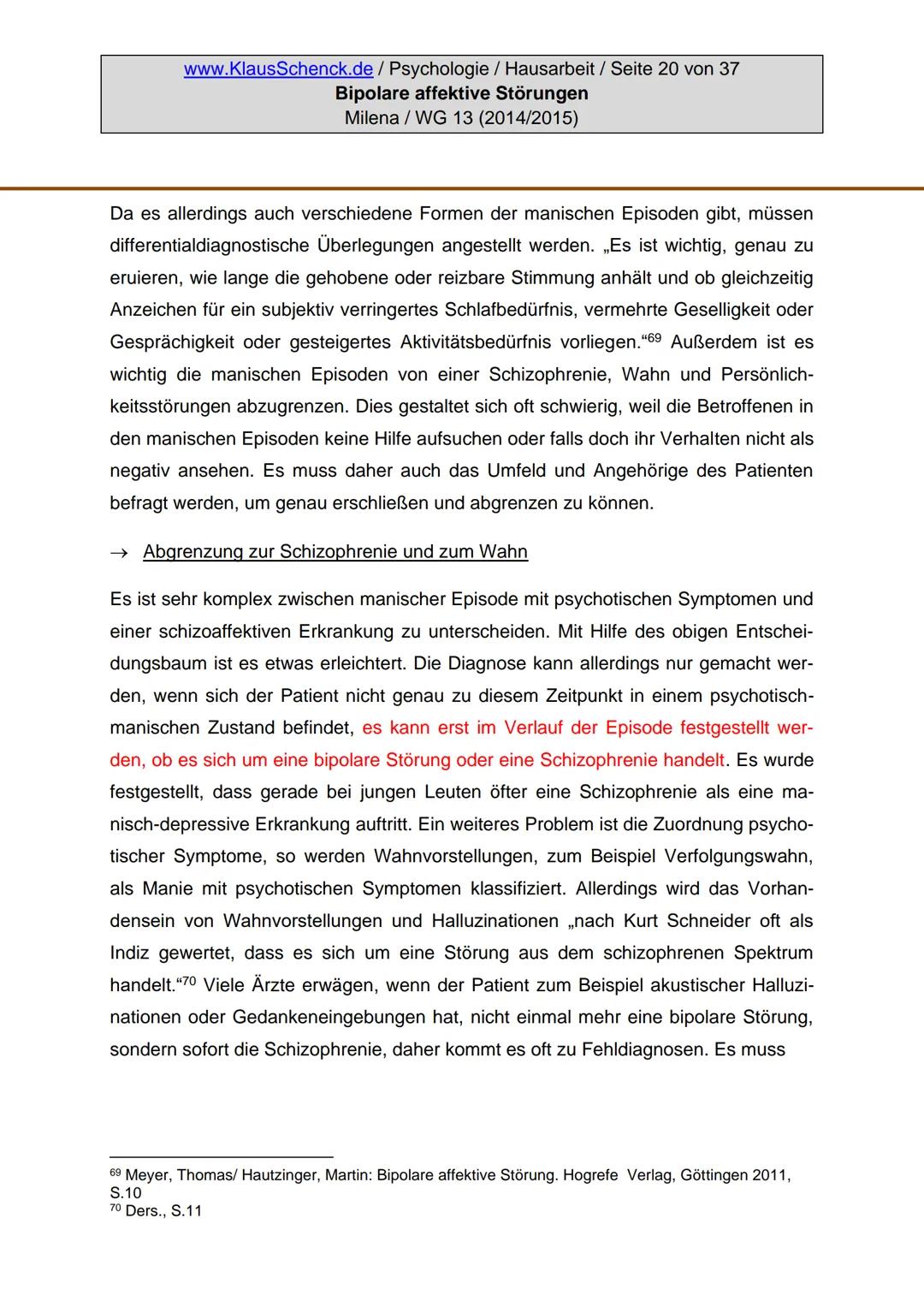 Verfasserin:
Fach:
Lehrer:
BIPOLARE AFFEKTIVE STÖRUNGEN
Milena
Psychologie
Oberstudienrat Klaus Schenck
Abgabetermin: 05.11.2014 Verfasserin