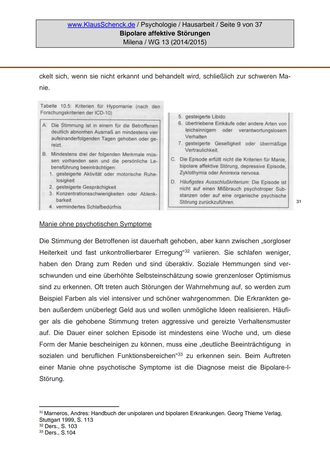 Verfasserin:
Fach:
Lehrer:
BIPOLARE AFFEKTIVE STÖRUNGEN
Milena
Psychologie
Oberstudienrat Klaus Schenck
Abgabetermin: 05.11.2014 Verfasserin