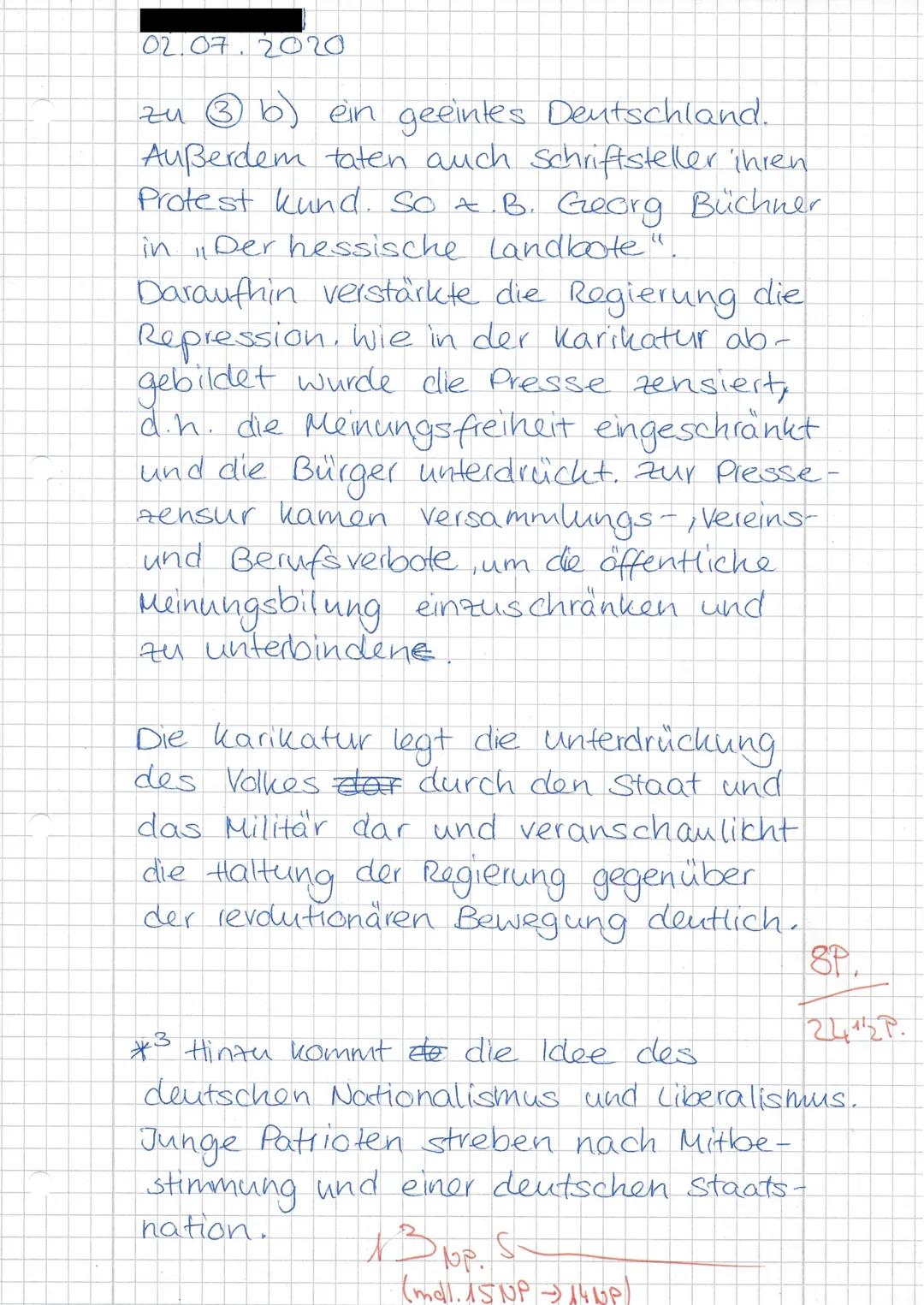 (
K1
Klausur Nr.2
Geschichte
2.07.2020
1. Geben Sie die Ergebnisse des Wiener Kongresses wieder und beschreiben Sie, welche
Folgen diese Bes