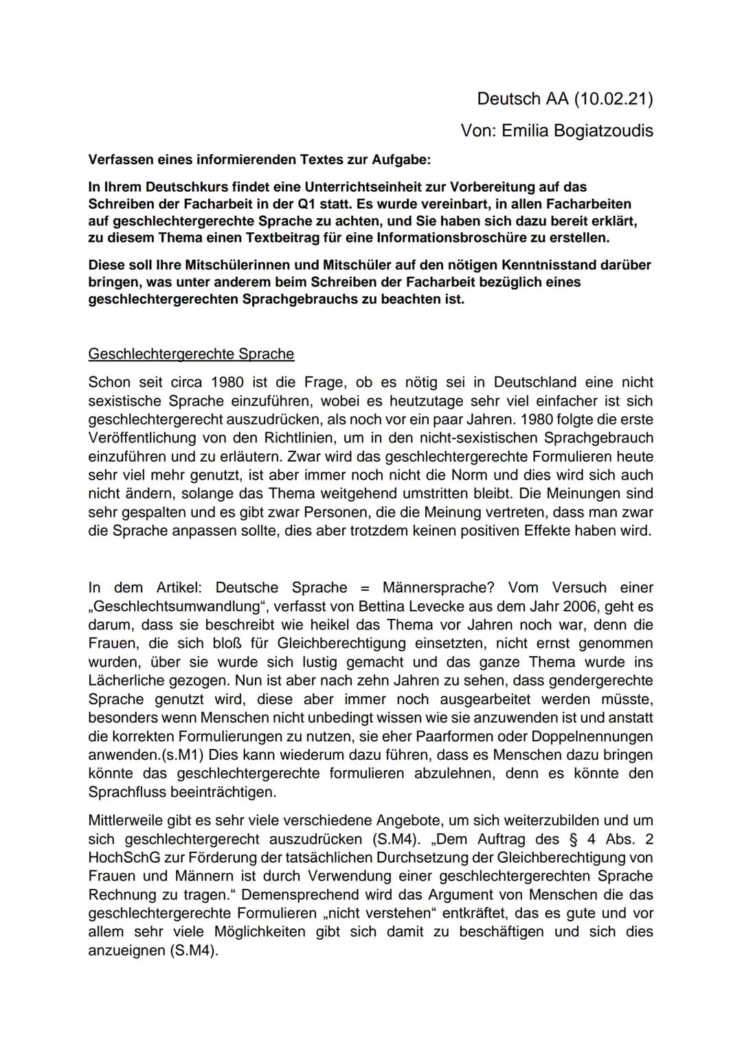 
<p>In Ihrem Deutschkurs findet eine Unterrichtseinheit zur Vorbereitung auf das Schreiben der Facharbeit in der Q1 statt. Es wurde vereinba