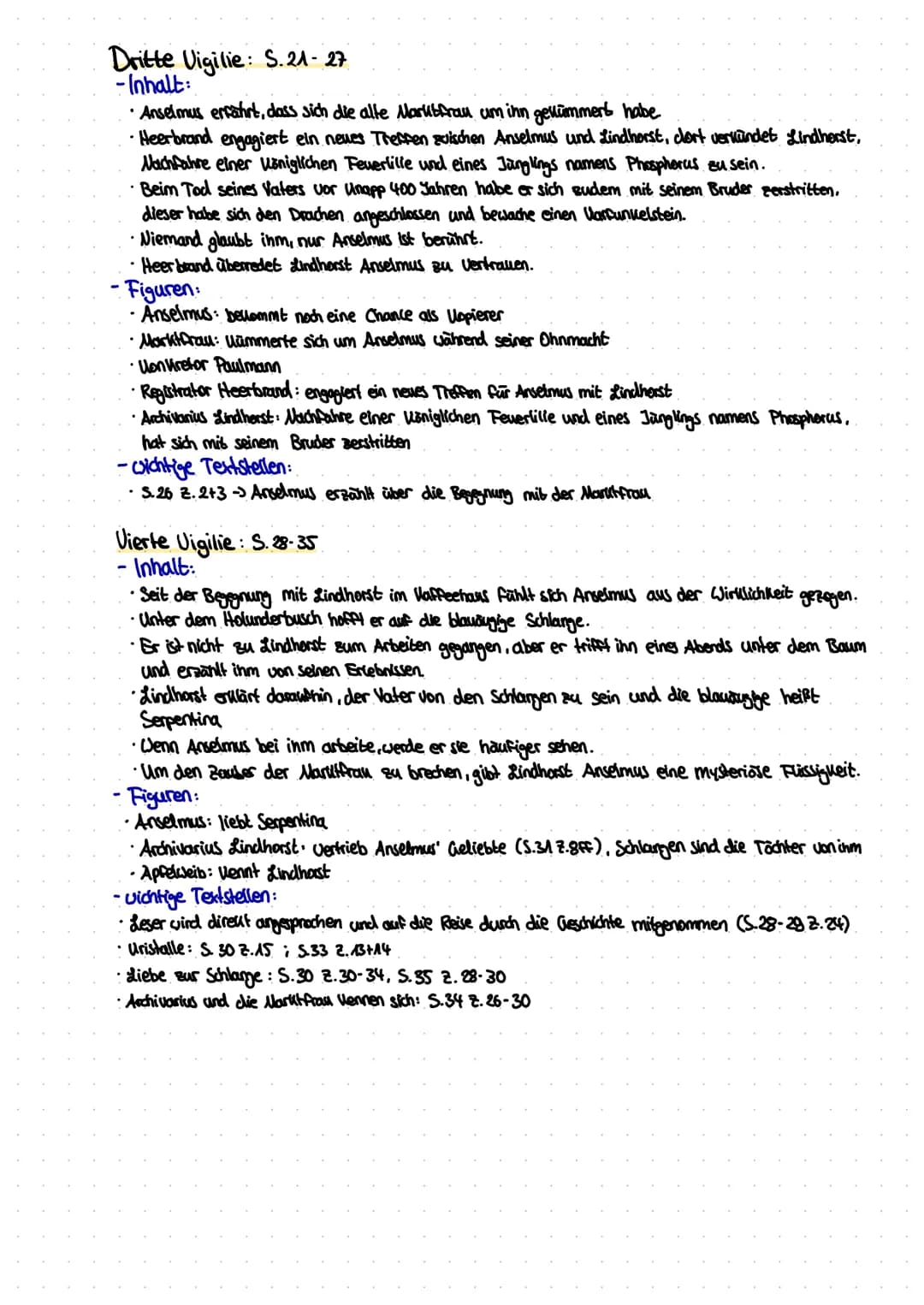 Leseprotokoll: Der goldne Topf
!
Erste Vigilie: S.S-M
Inhalt:
• Student Anselmus stolpert über einen Worbs mit Apfeln von einer alten Marut 