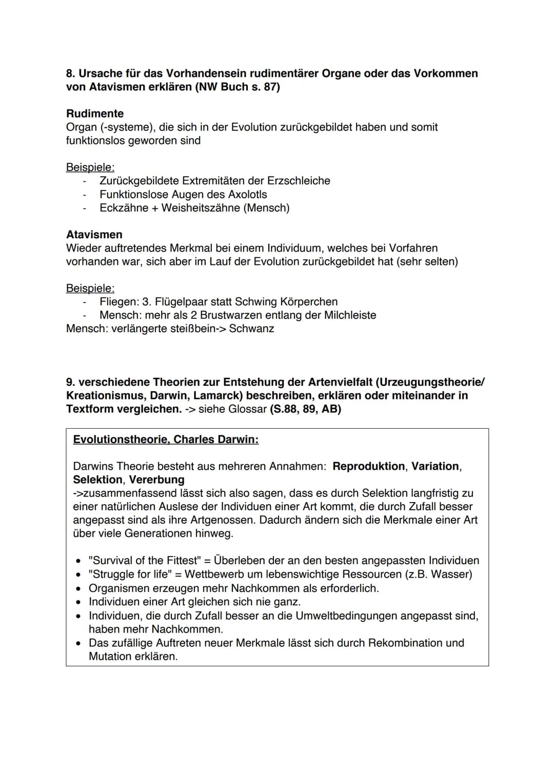 Klassenarbeit Nr. 3- Evolution
1. wichtigen Fachbegriffe der Einheit definieren, beschreiben oder erläutern
Versteinerungen
Totes Lebewesen 