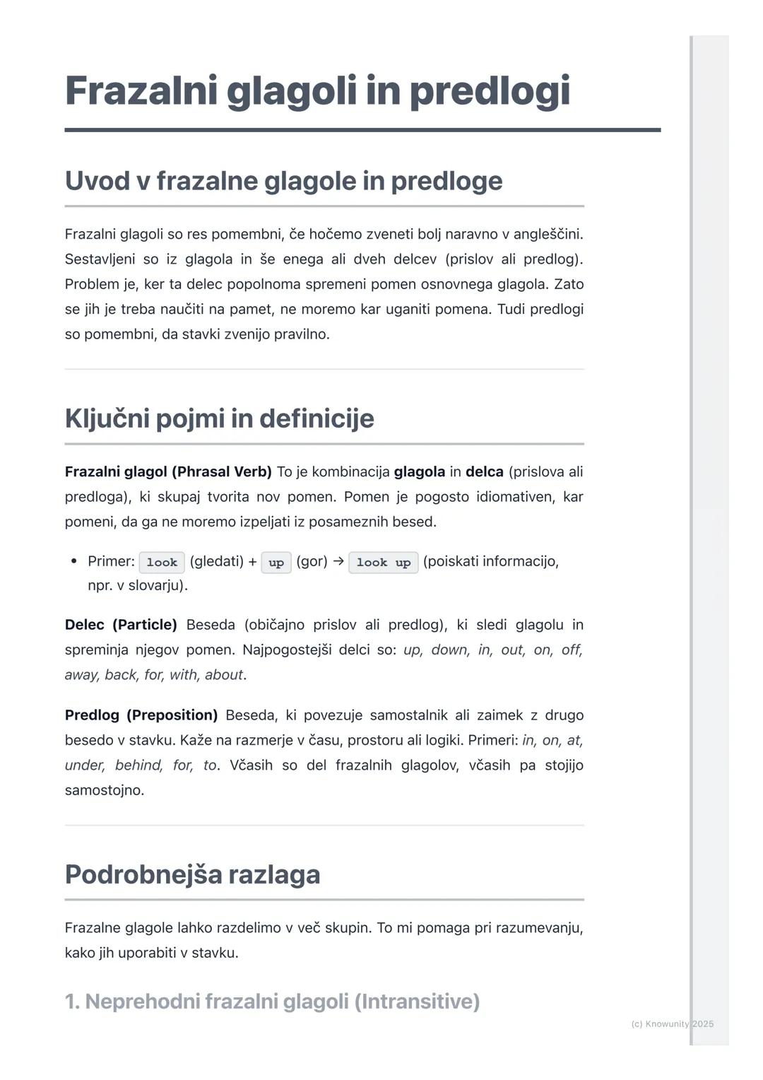 # Frazalni glagoli in predlogi

Uvod v frazalne glagole in predloge

Frazalni glagoli so res pomembni, če hočemo zveneti bolj naravno v angl