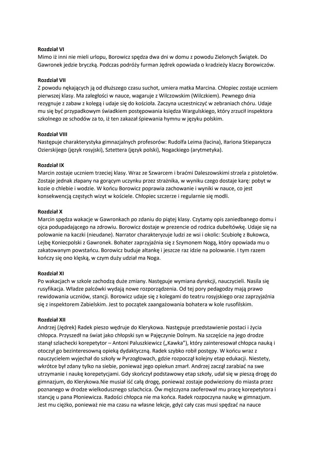 # ,,Syzyfowe prace" - streszczenie

Rozdział I
Rodzice odwożą ośmioletniego Marcina saniami z rodzinnych Gawronek do szkoły początkowej w
Ow