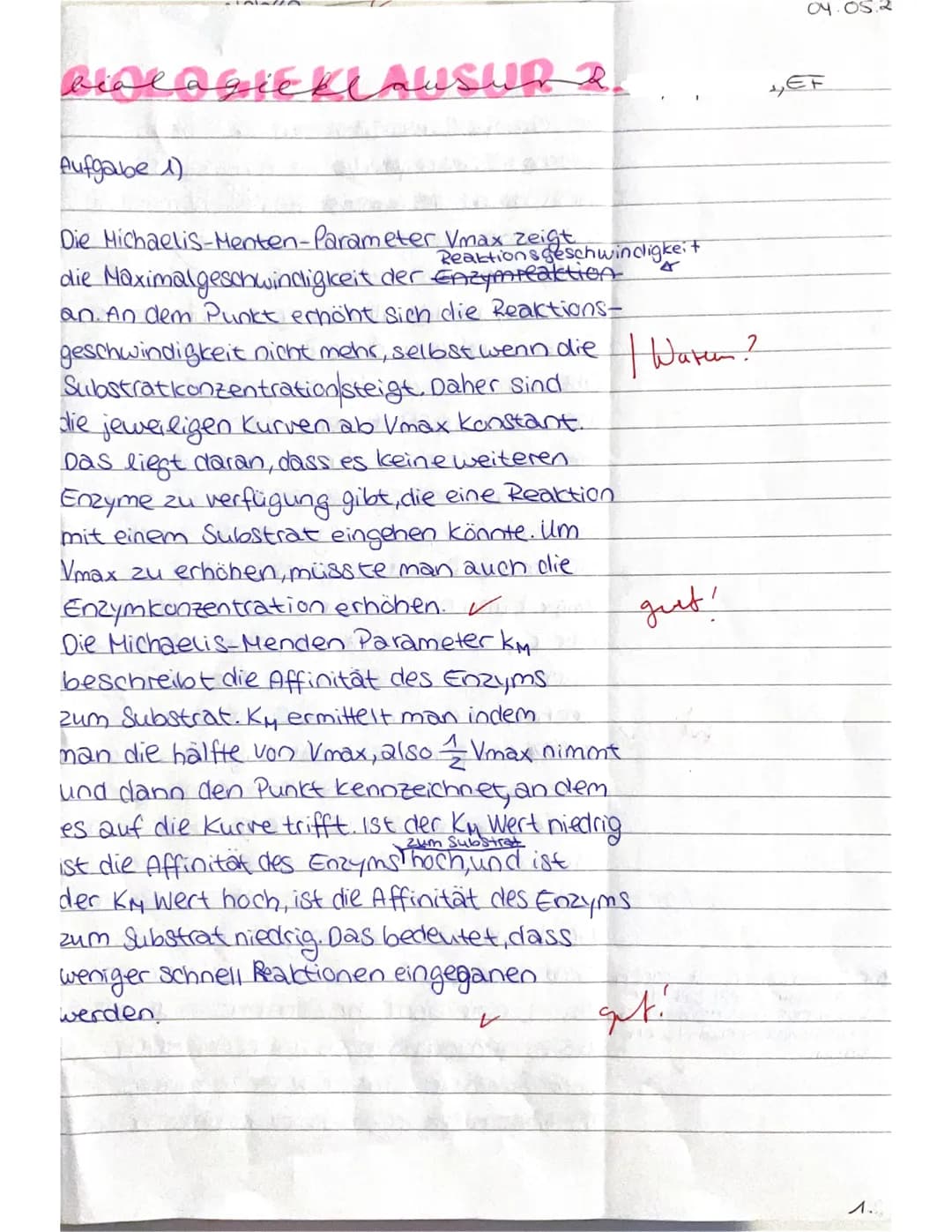Name
Klausur 2 EF/2
Biologie, Grundkurs
Aufgabenstellung - Aufgabe II (Material B)
Bearbeitungszeit: 90 min
Thema: Aids-Therapie
1. Erklären