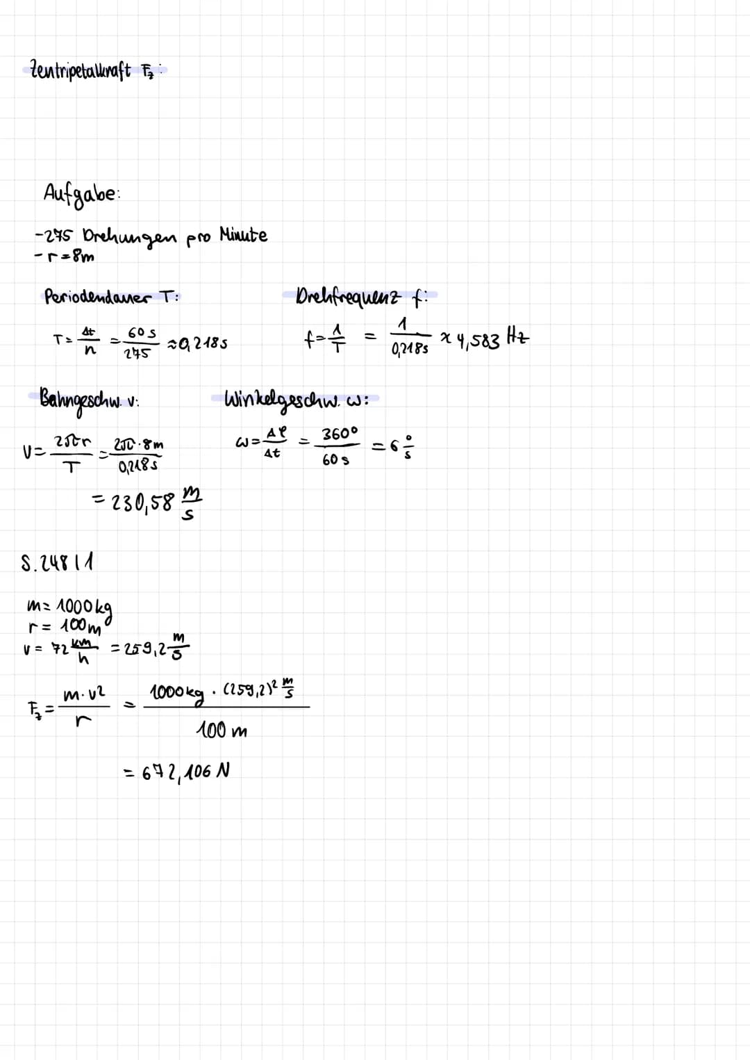 1. Die Umlaufdauer/-zeit T
gibt an,
2. Die Bahngeschwindigkeit V
gibt an, welche Strecke As
r Katze = 5cm
, wie lange
3. Die Drehfrequent f

