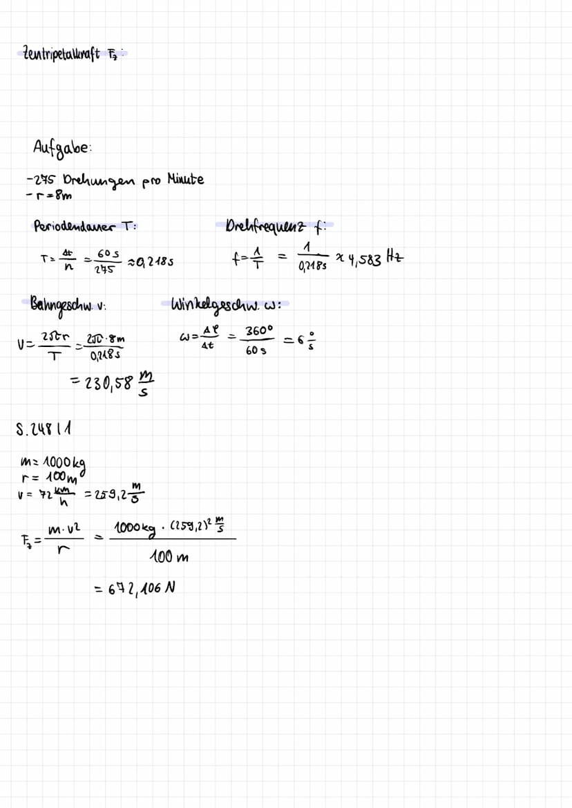 1. Die Umlaufdauer/-zeit T
gibt an,
2. Die Bahngeschwindigkeit V
gibt an, welche Strecke As
r Katze = 5cm
, wie lange
3. Die Drehfrequent f
